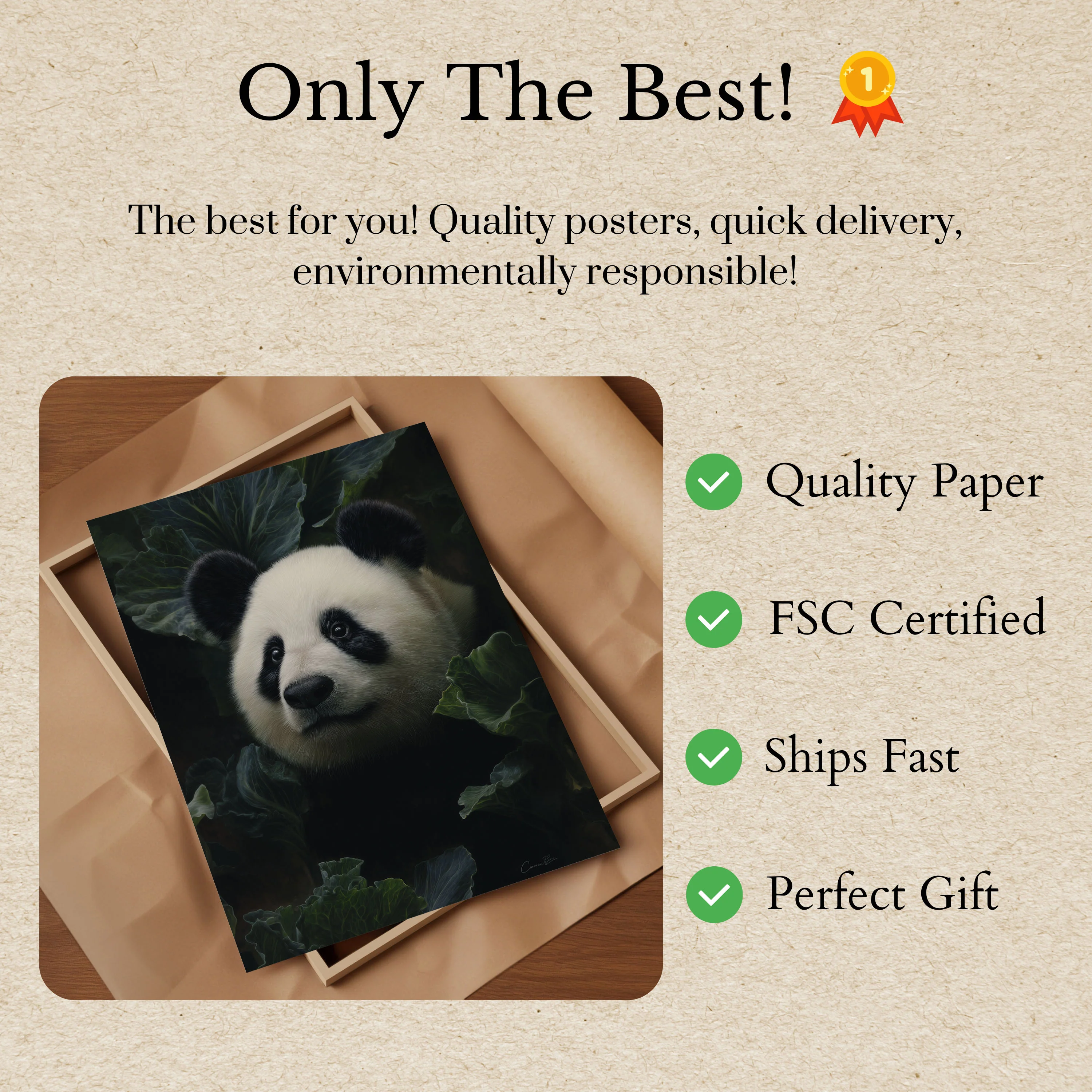 Gentle Panda in Leaves Poster - Image 3