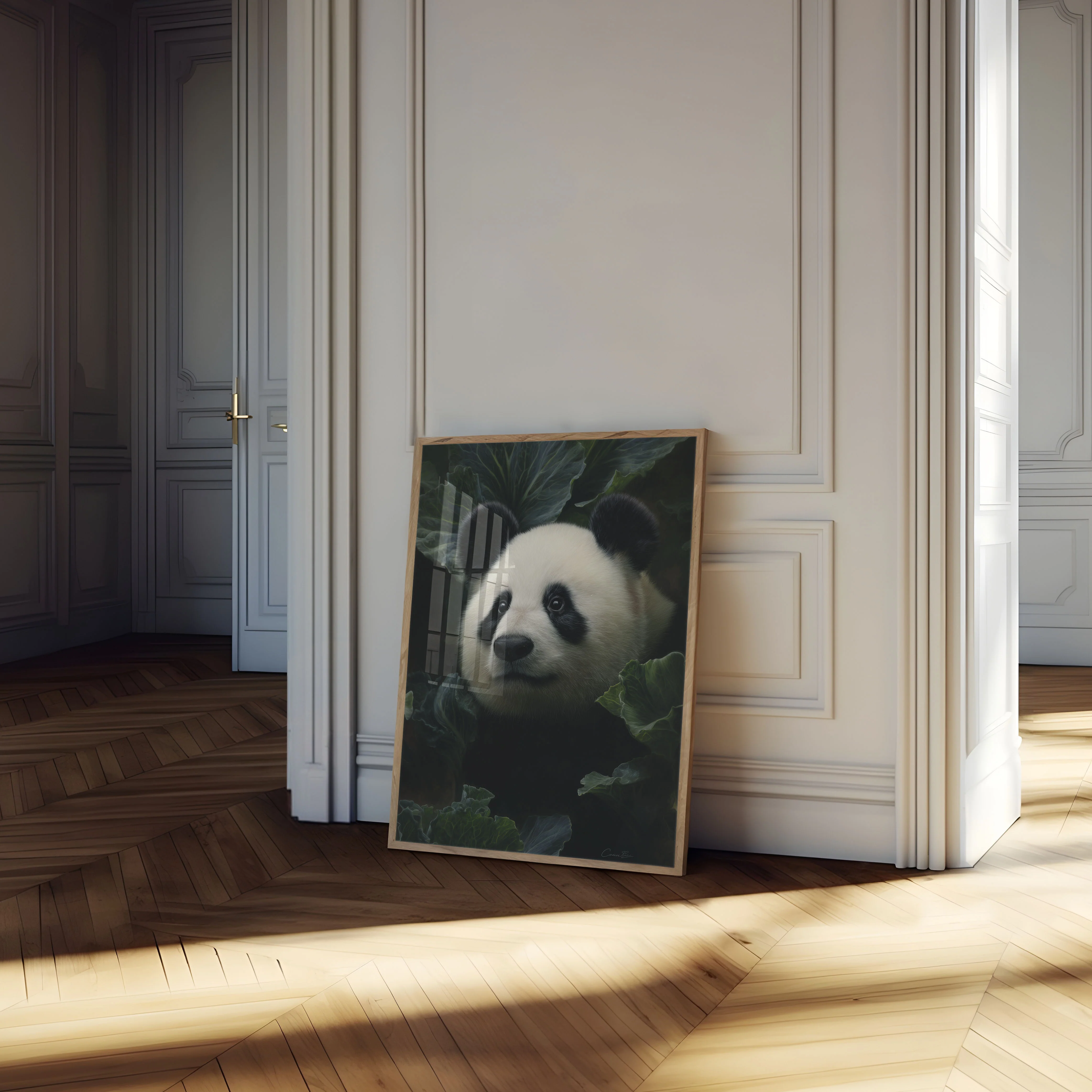 Gentle Panda in Leaves Poster - Image 4