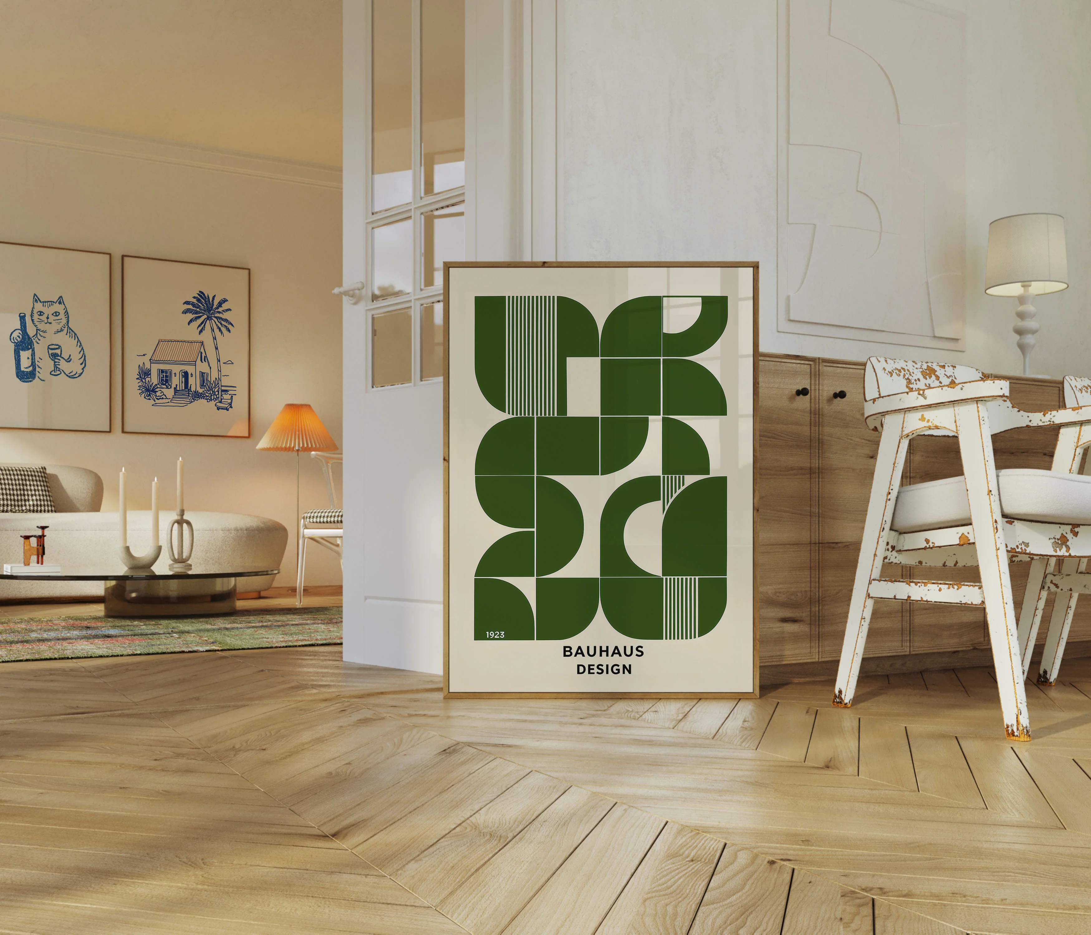 Geometric Bauhaus Green Design Poster - Image 5