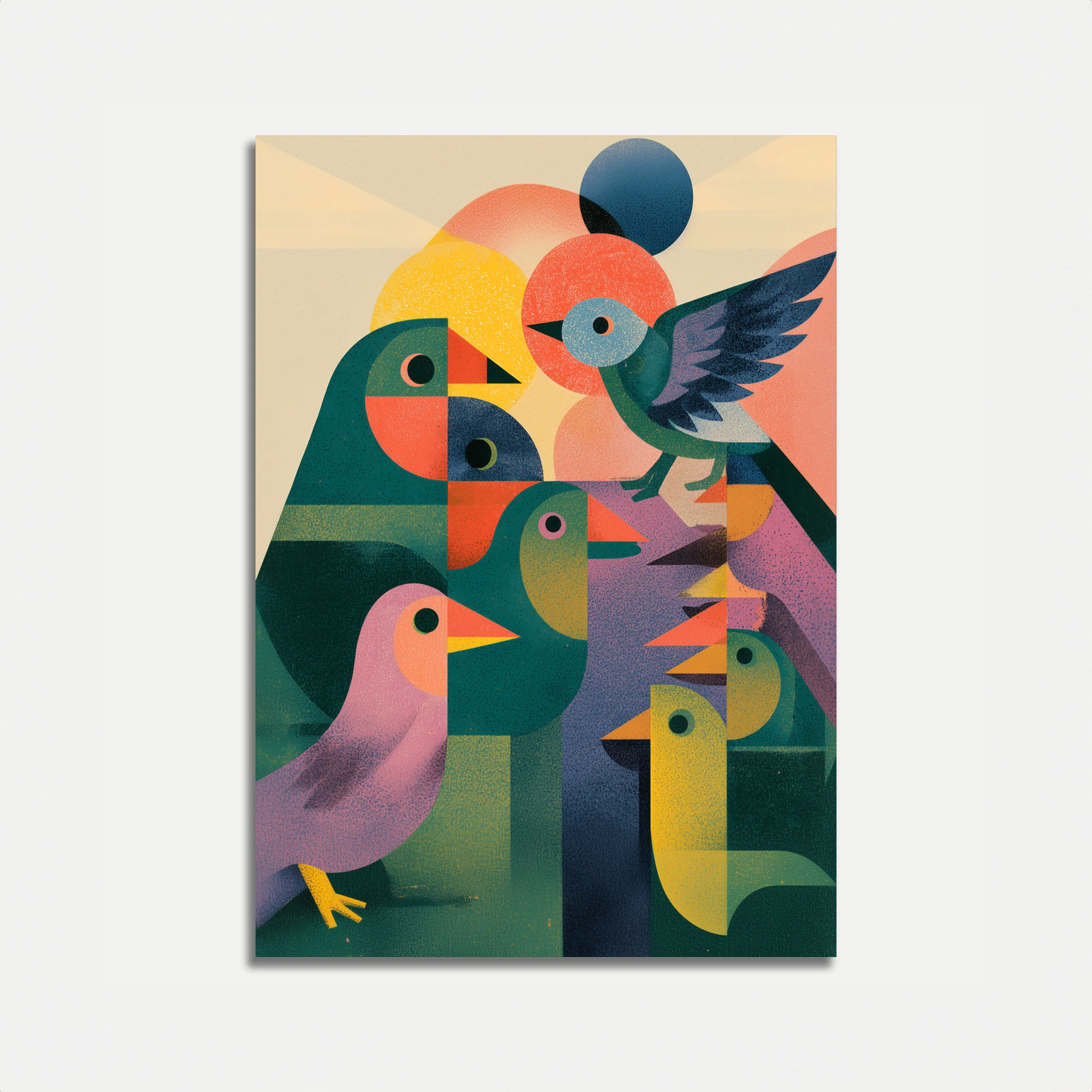 Geometric Birds Harmony Poster