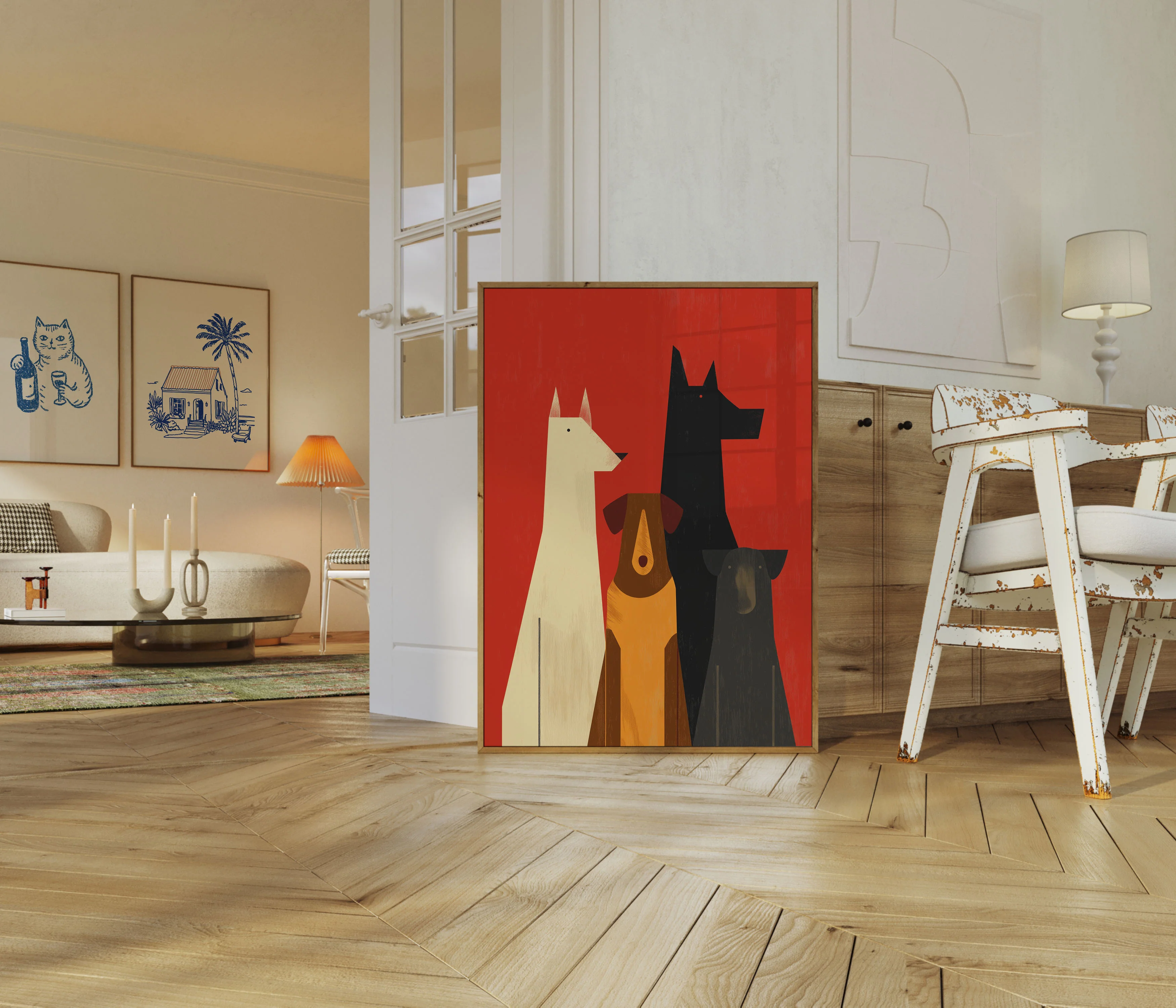 Geometric Dogs Abstract Poster - Image 5