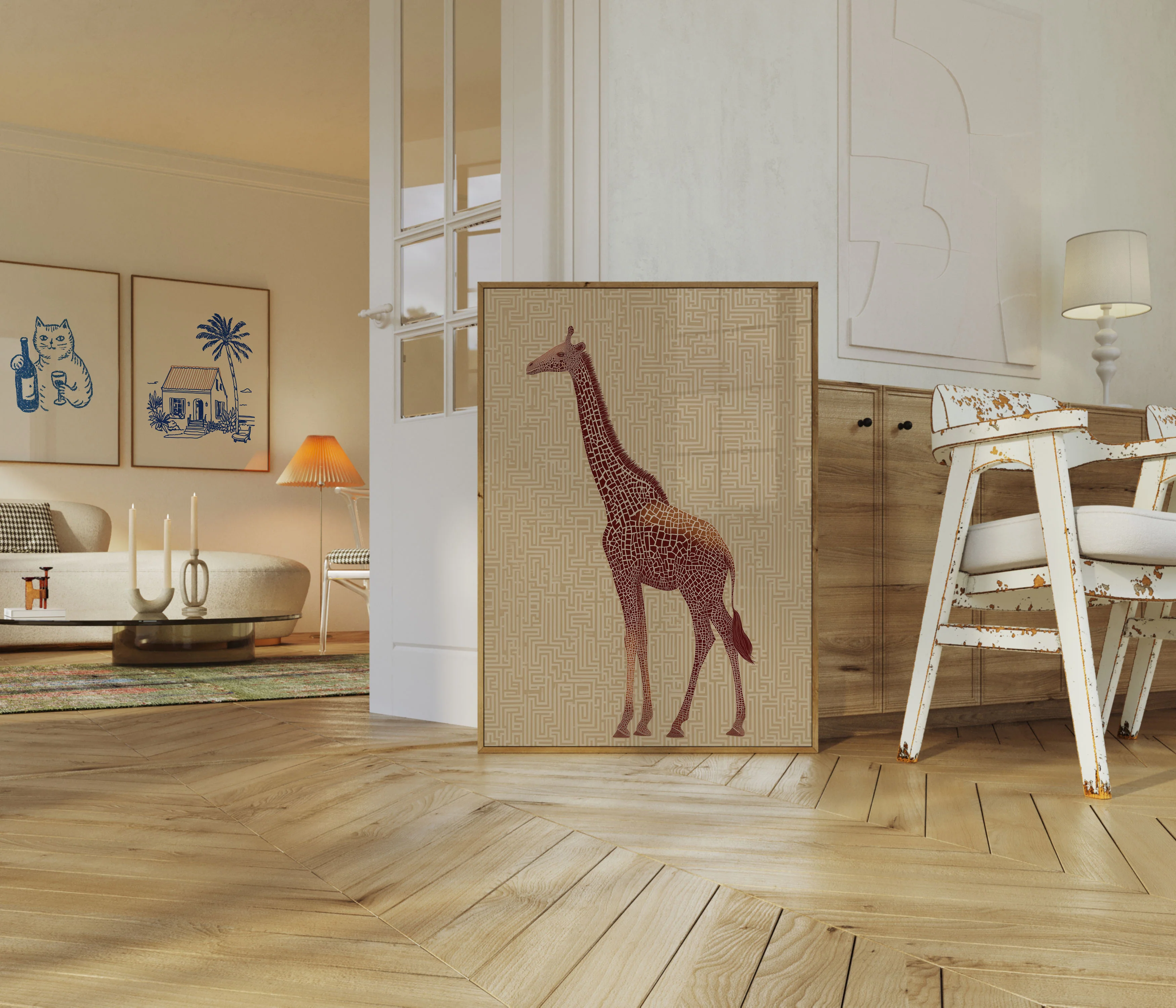 Geometric Maze Giraffe Poster - Image 5