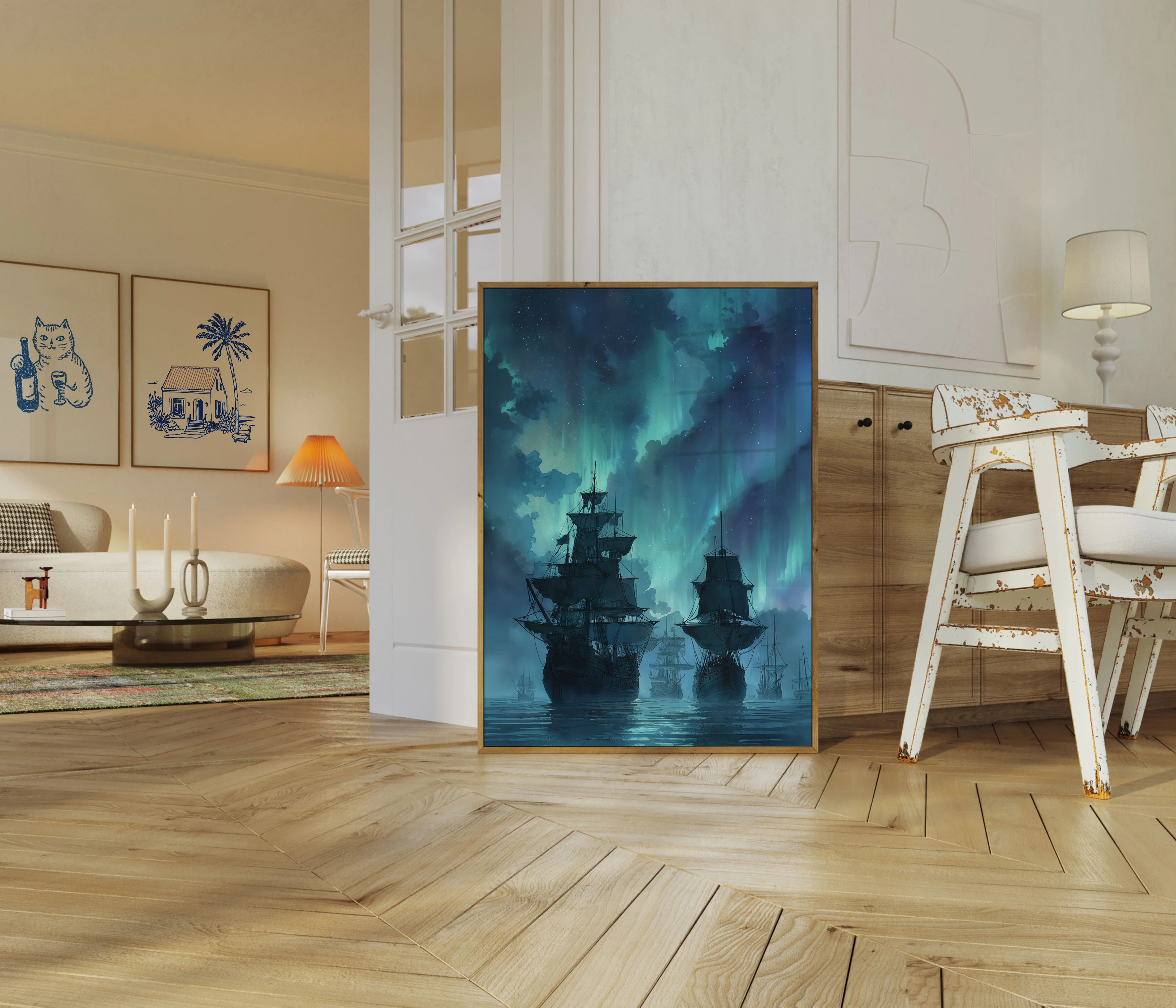 Ghostly Northern Lights Nautical Poster - Image 5