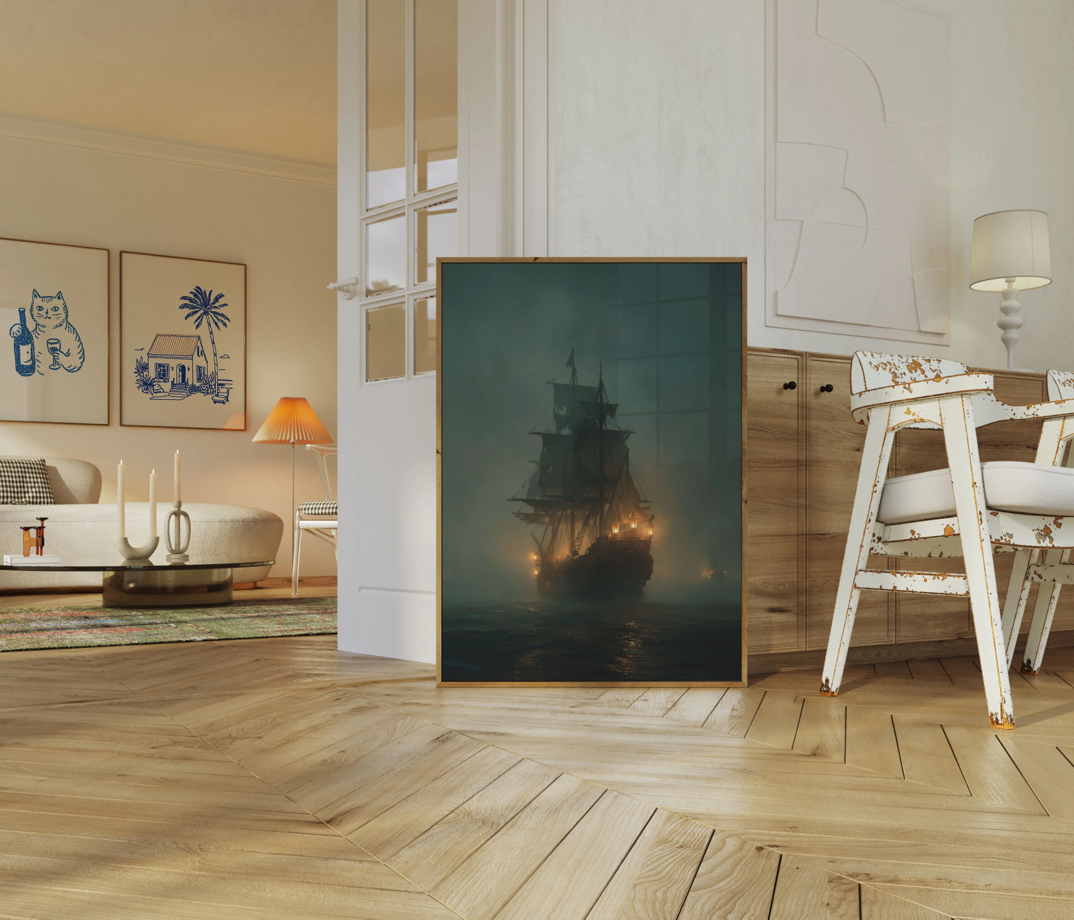 Ghostly Pirate Ship Night Poster - Image 5