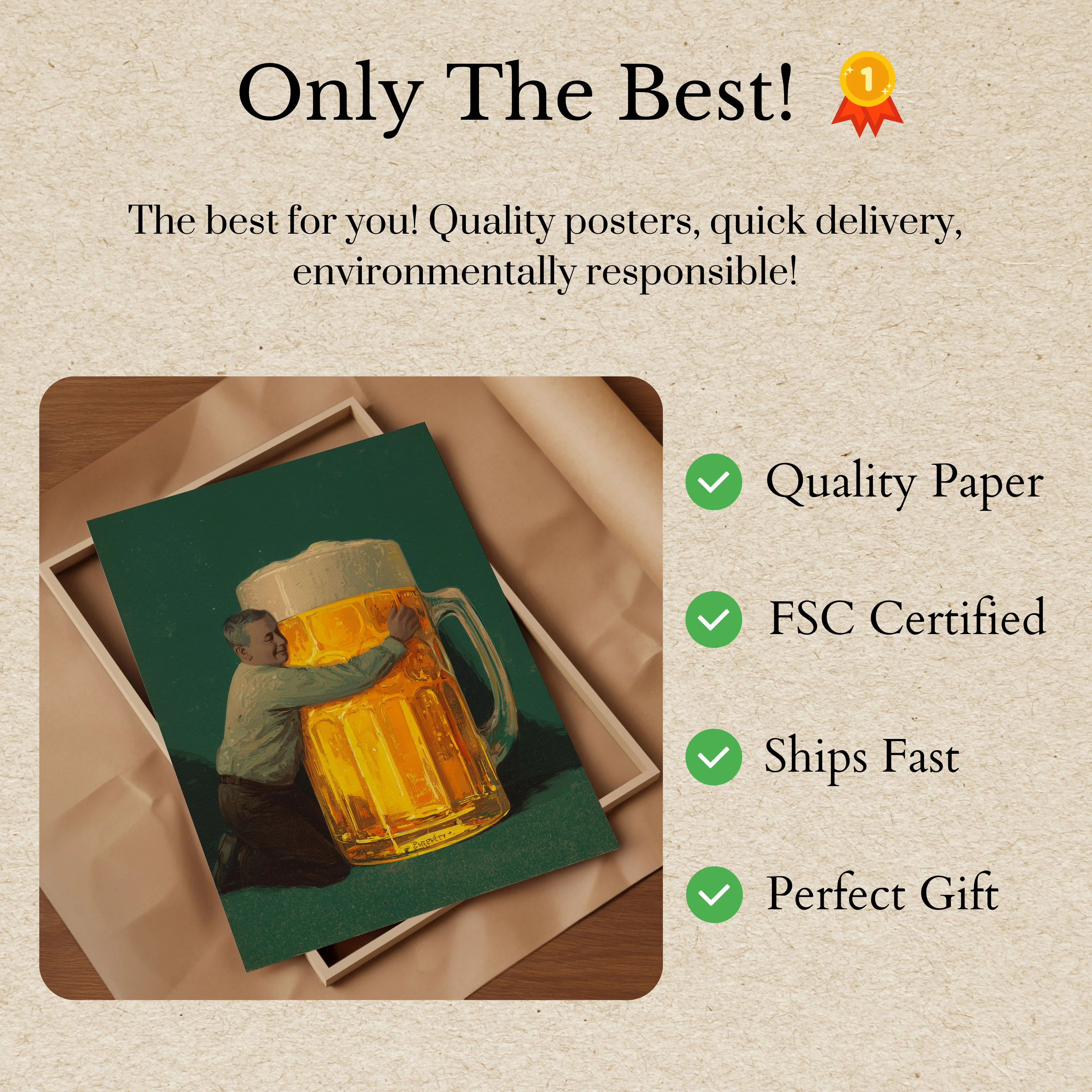 Giant Beer Mug Embrace Poster - Image 3