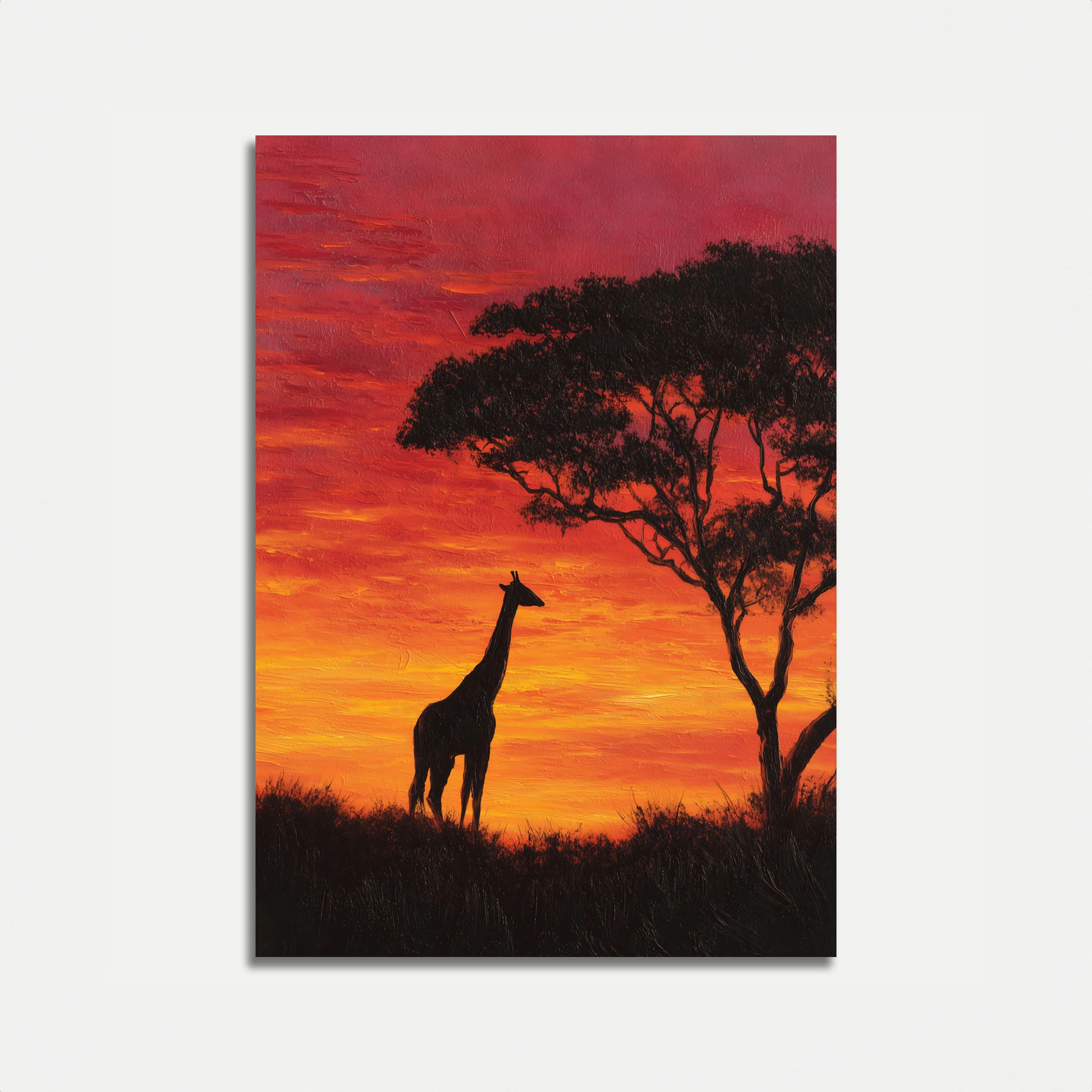 Giraffe African Sunset Poster