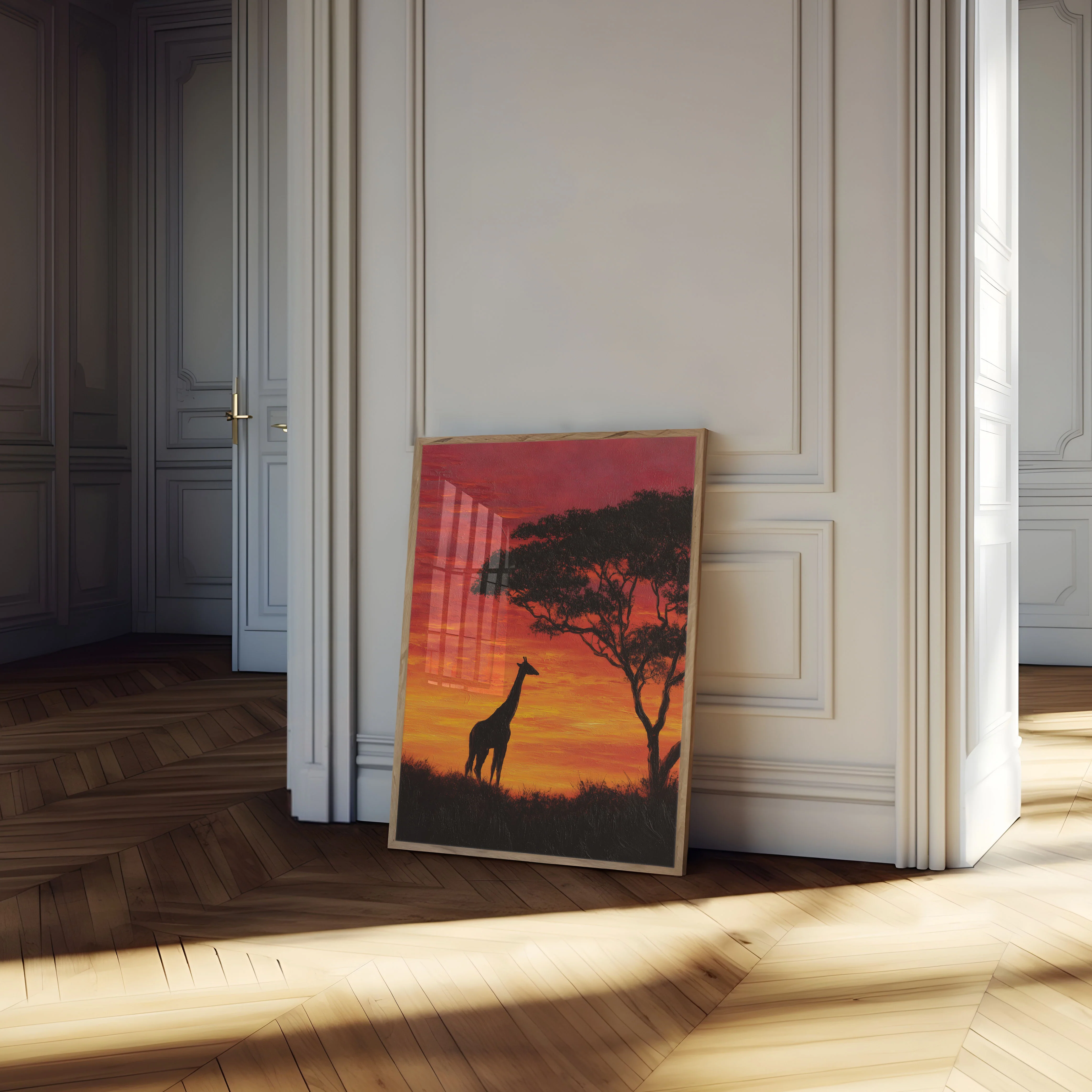 Giraffe African Sunset Poster - Image 4