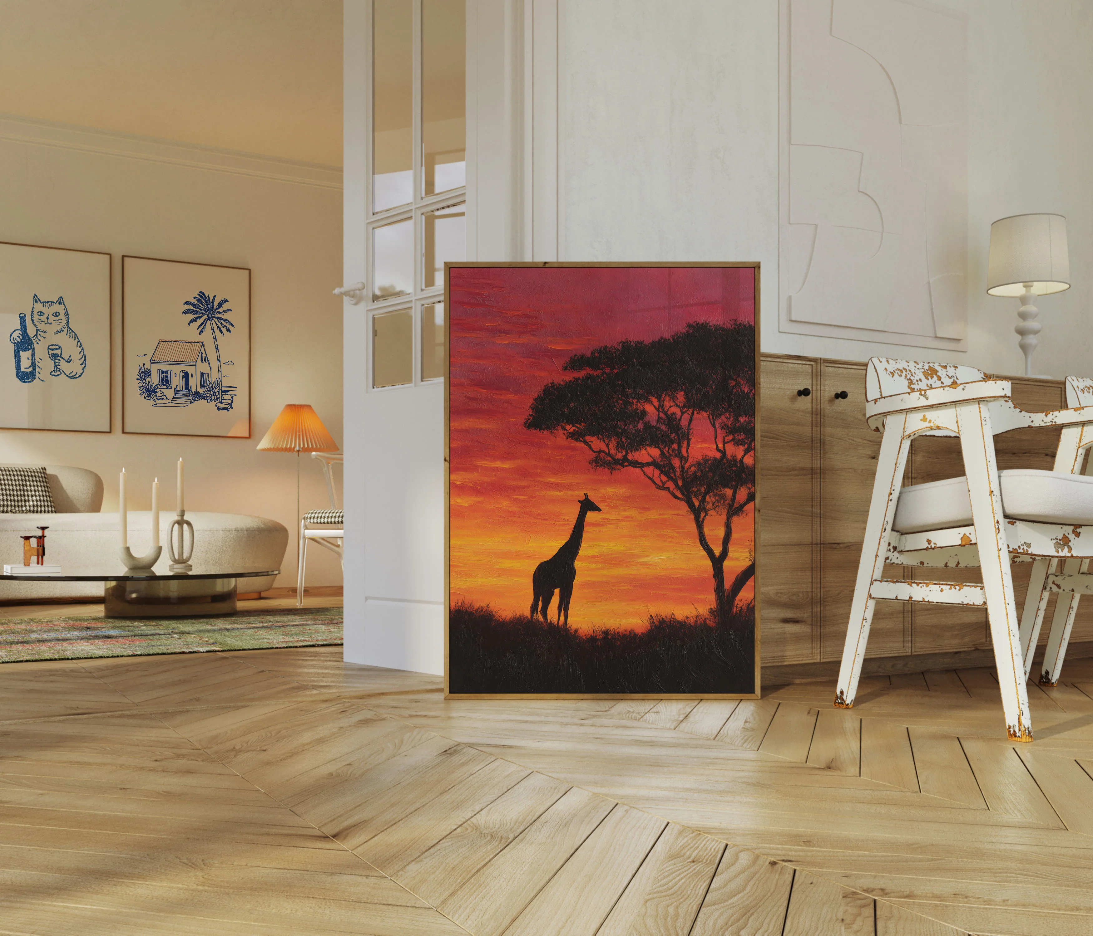Giraffe African Sunset Poster - Image 5