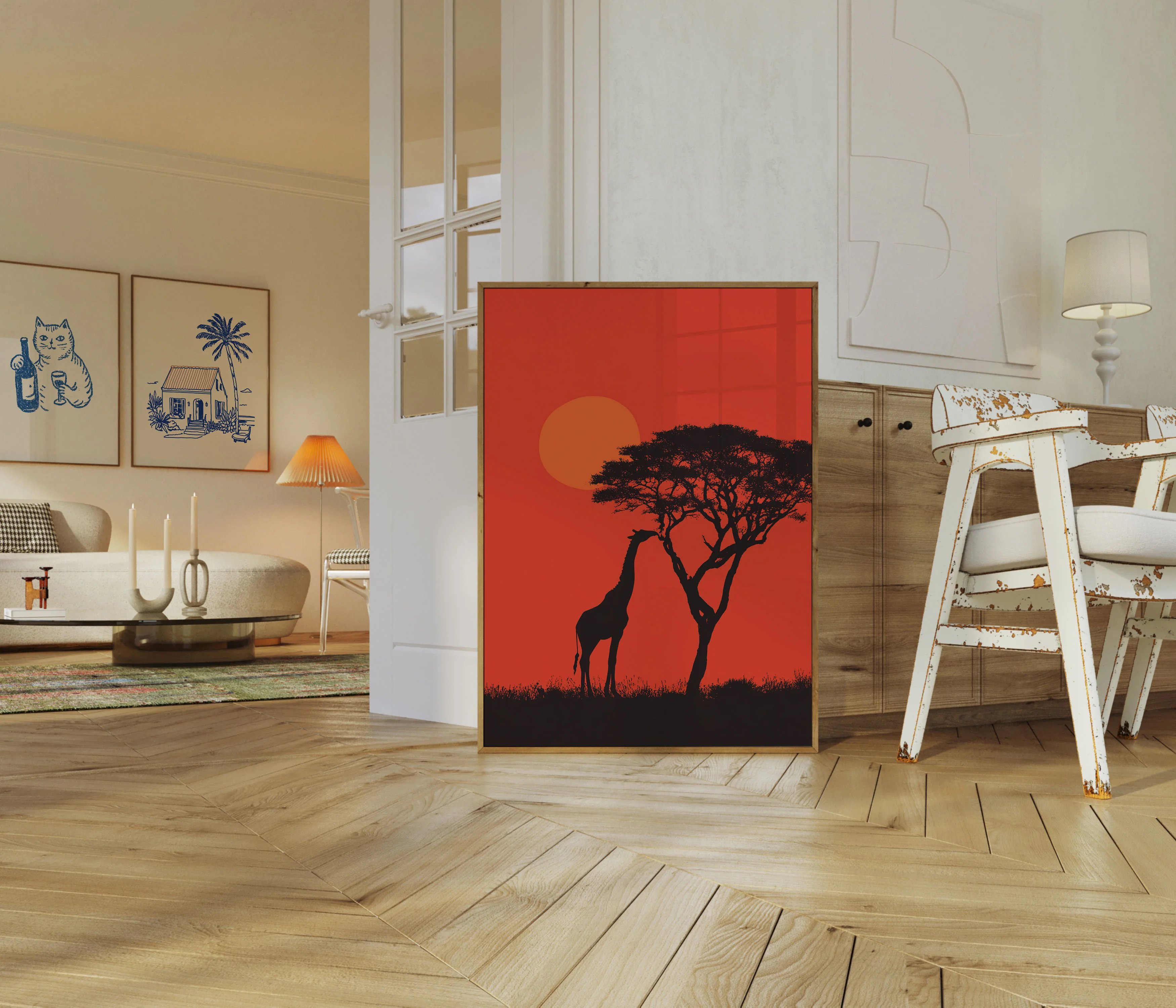Giraffe Reaching Acacia Tree Poster - Image 5