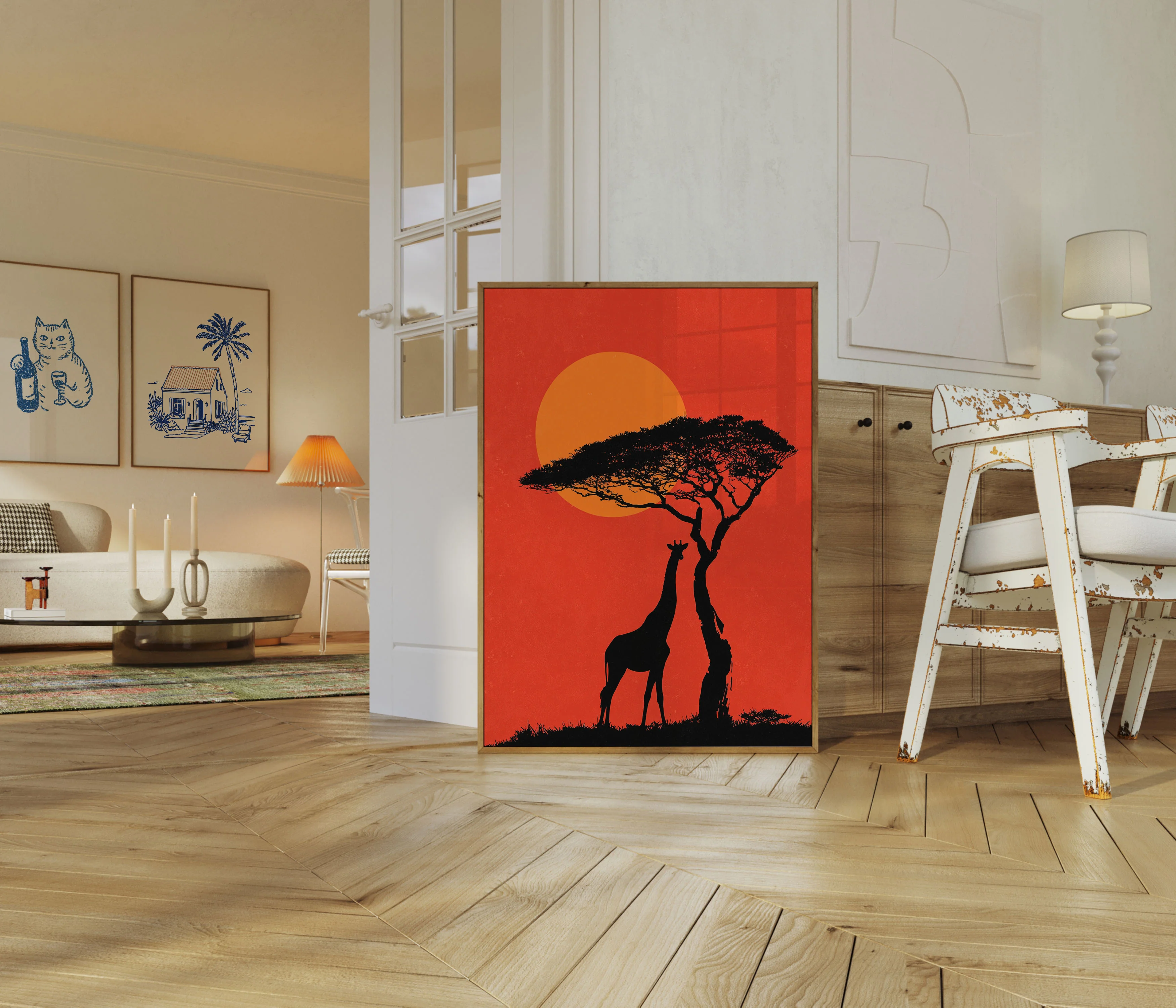 Giraffe Reaching for Acacia Tree Poster - Image 5