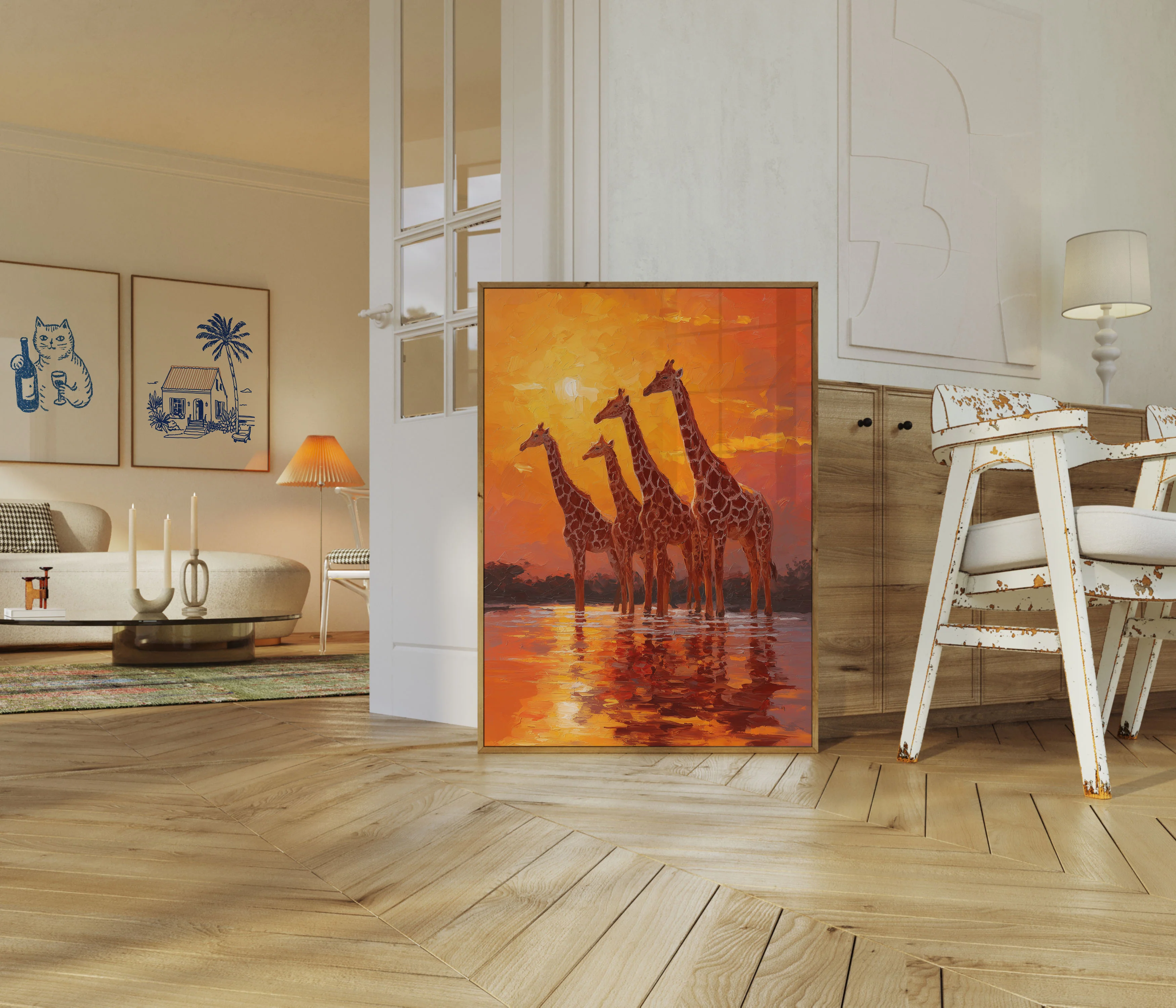 Giraffes at Golden Sunset Poster - Image 5