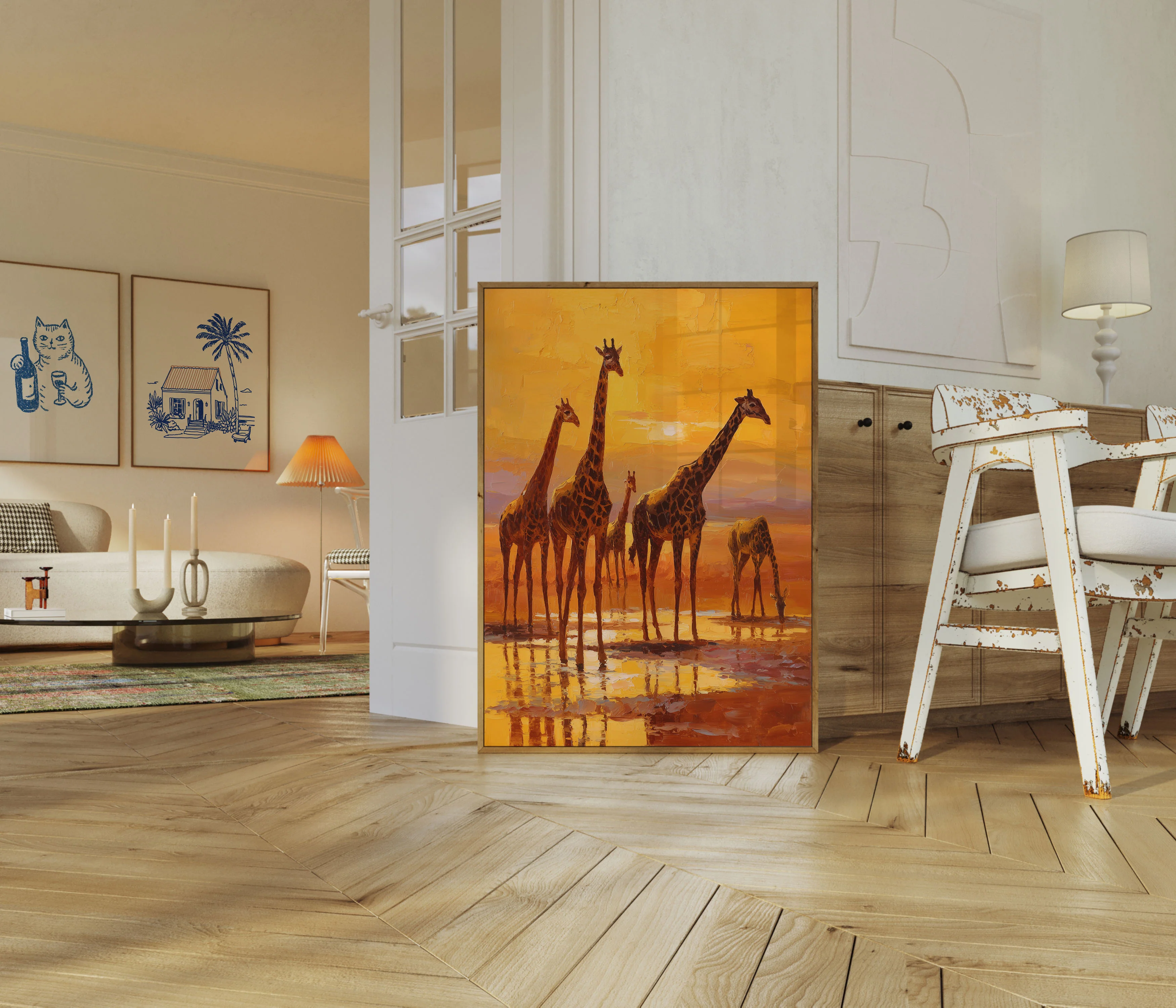 Giraffes at Golden Sunset Poster - Image 5