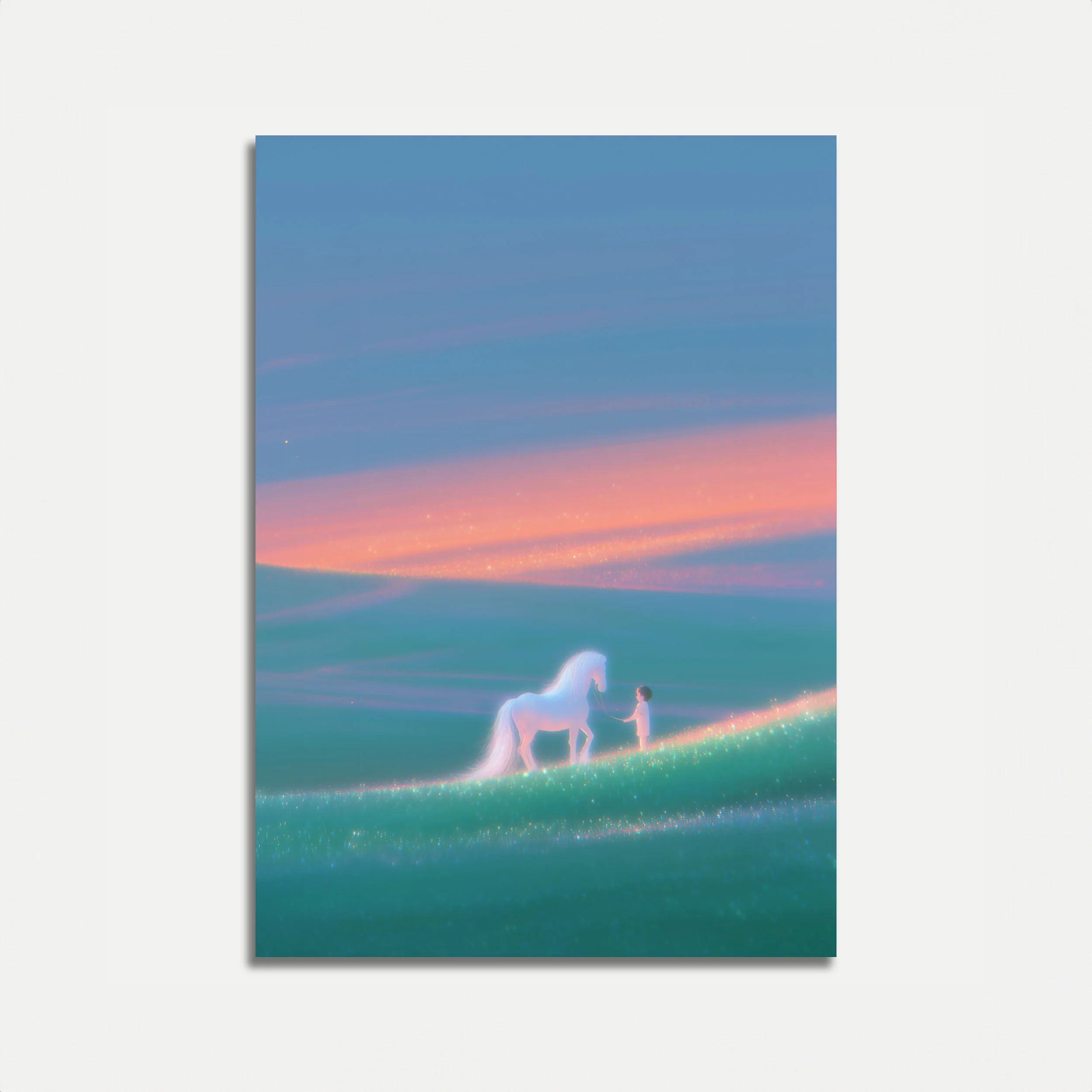Girl and Horse Sunset Poster