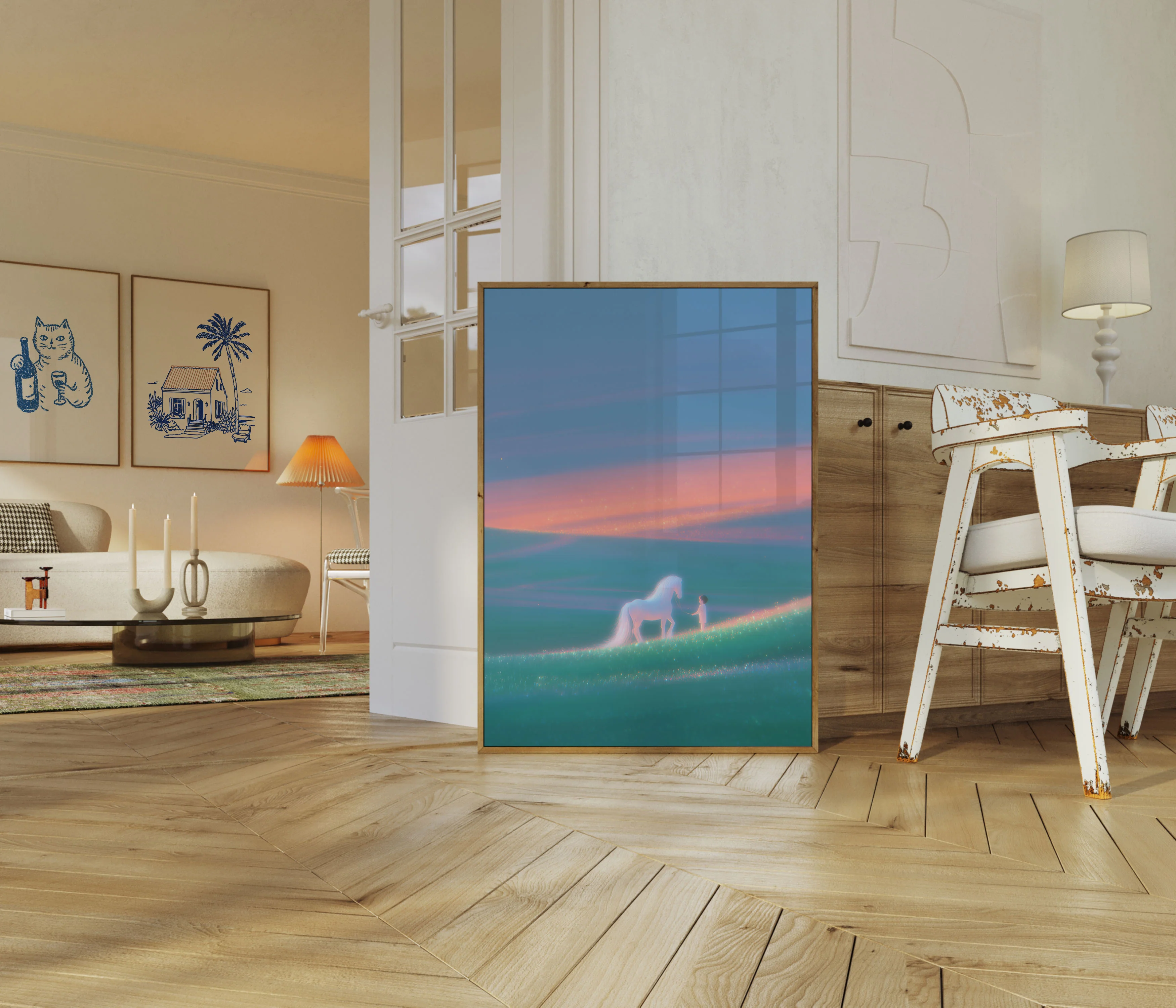 Girl and Horse Sunset Poster - Image 5