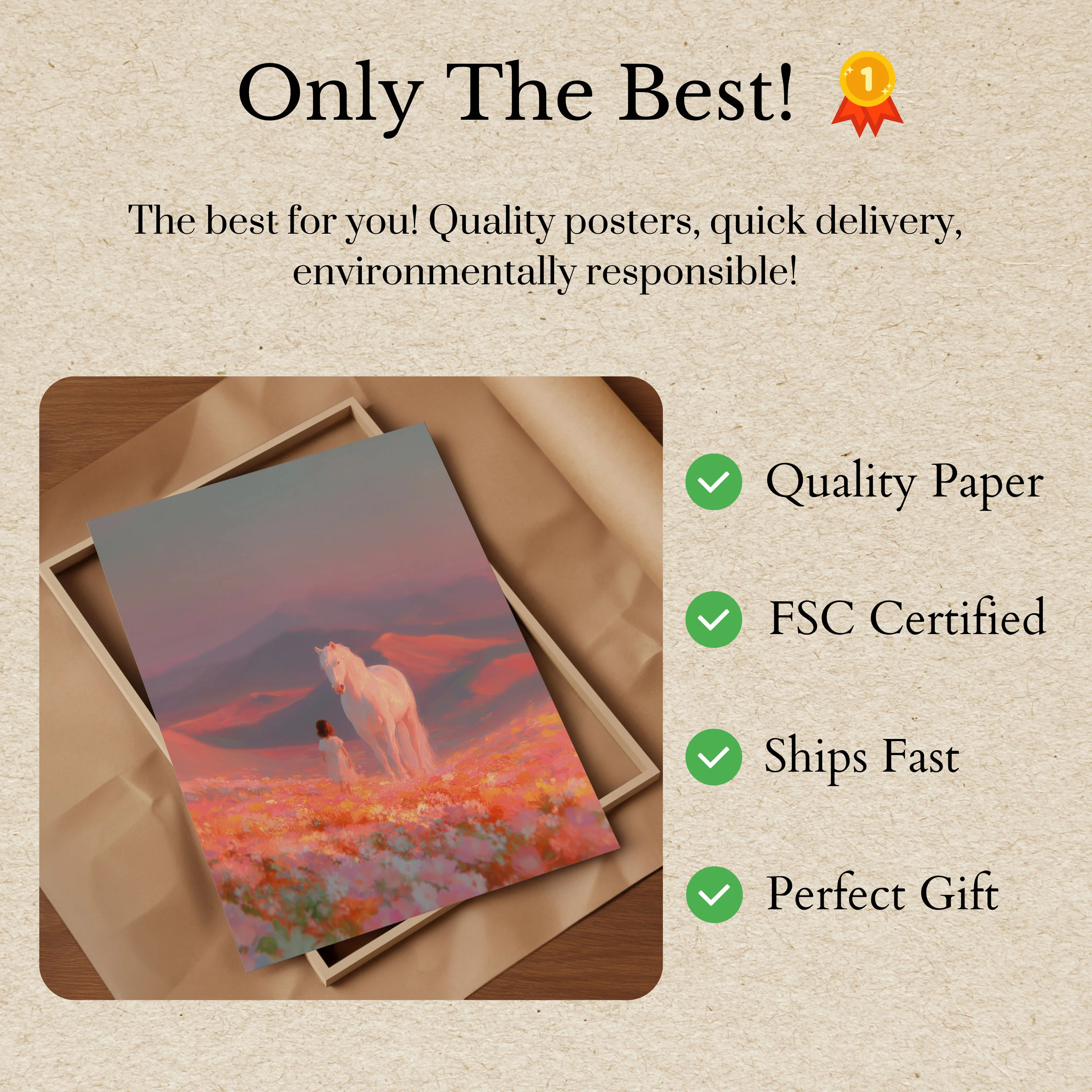 Girl and White Horse Sunset Poster - Image 3
