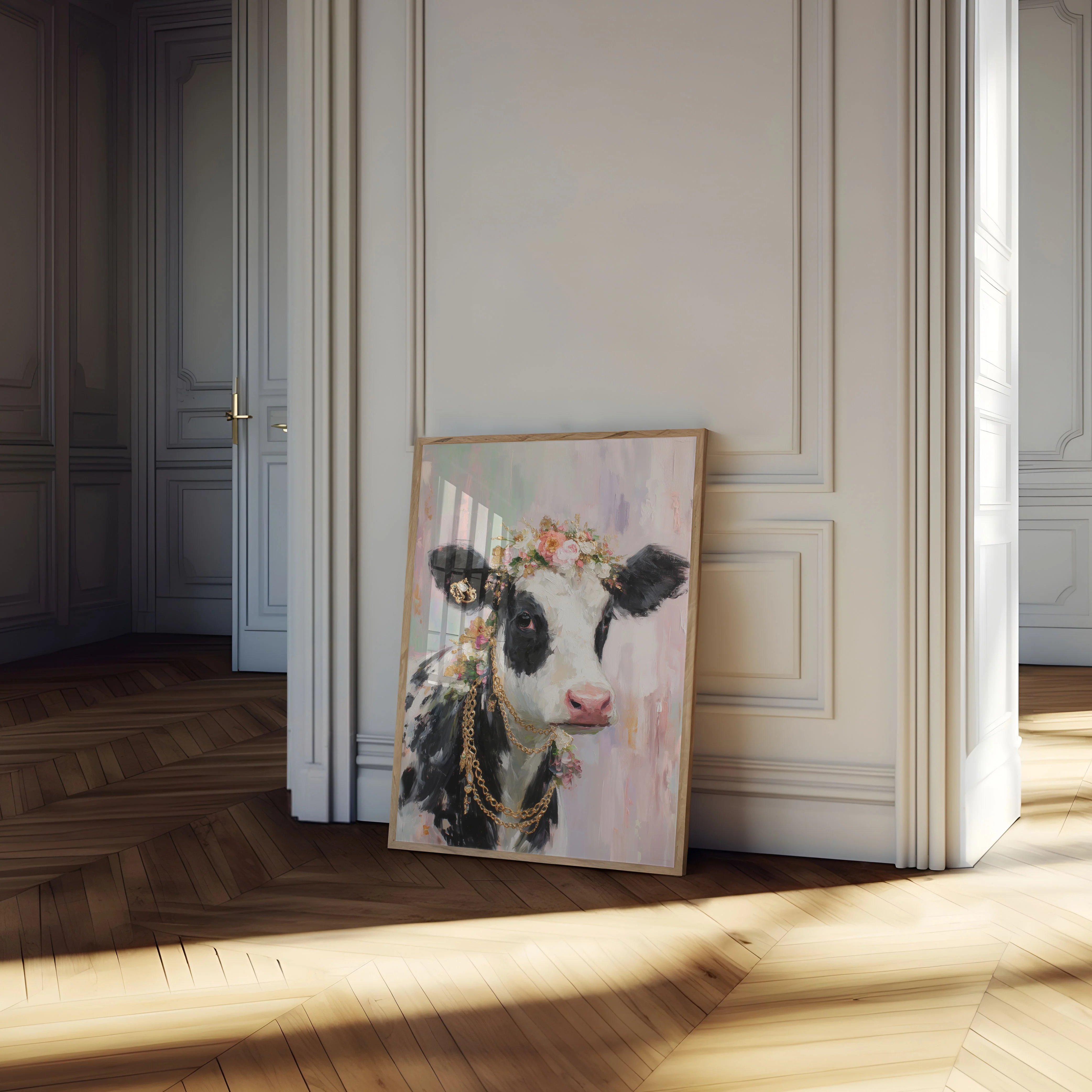 Glamorous Cow in Flowers Poster - Image 4