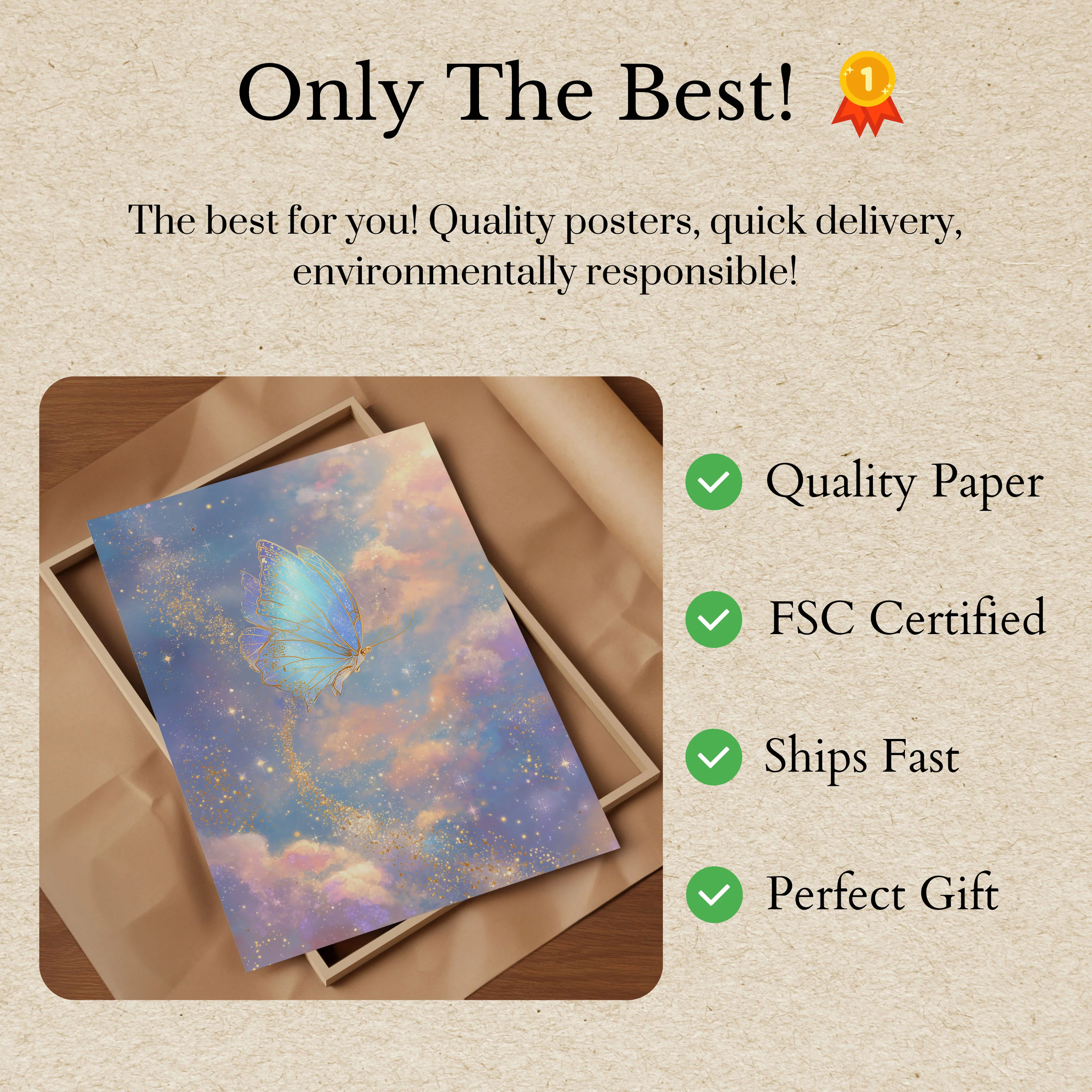Golden Butterfly Celestial Poster - Image 3