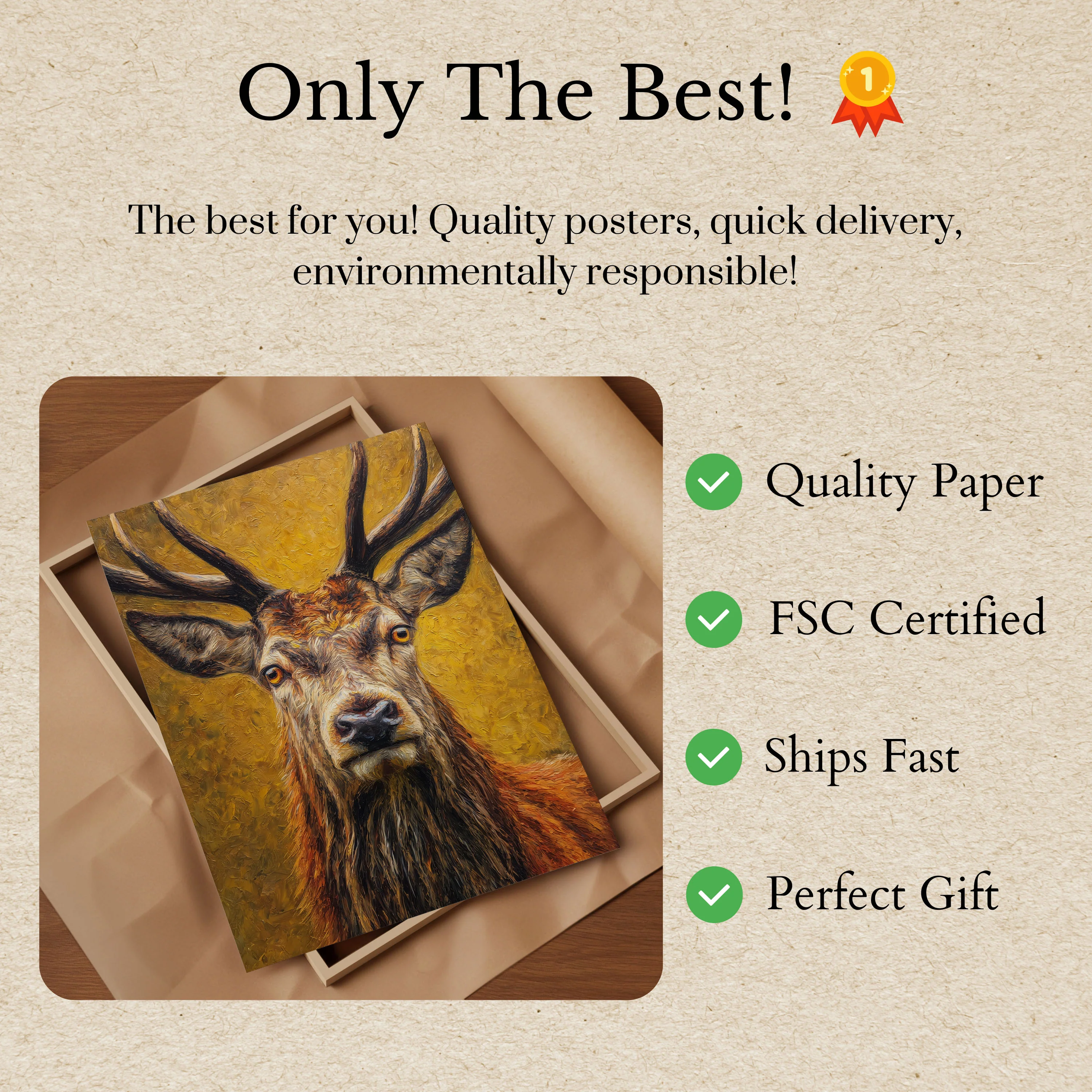 Golden Deer Portrait Poster - Image 3