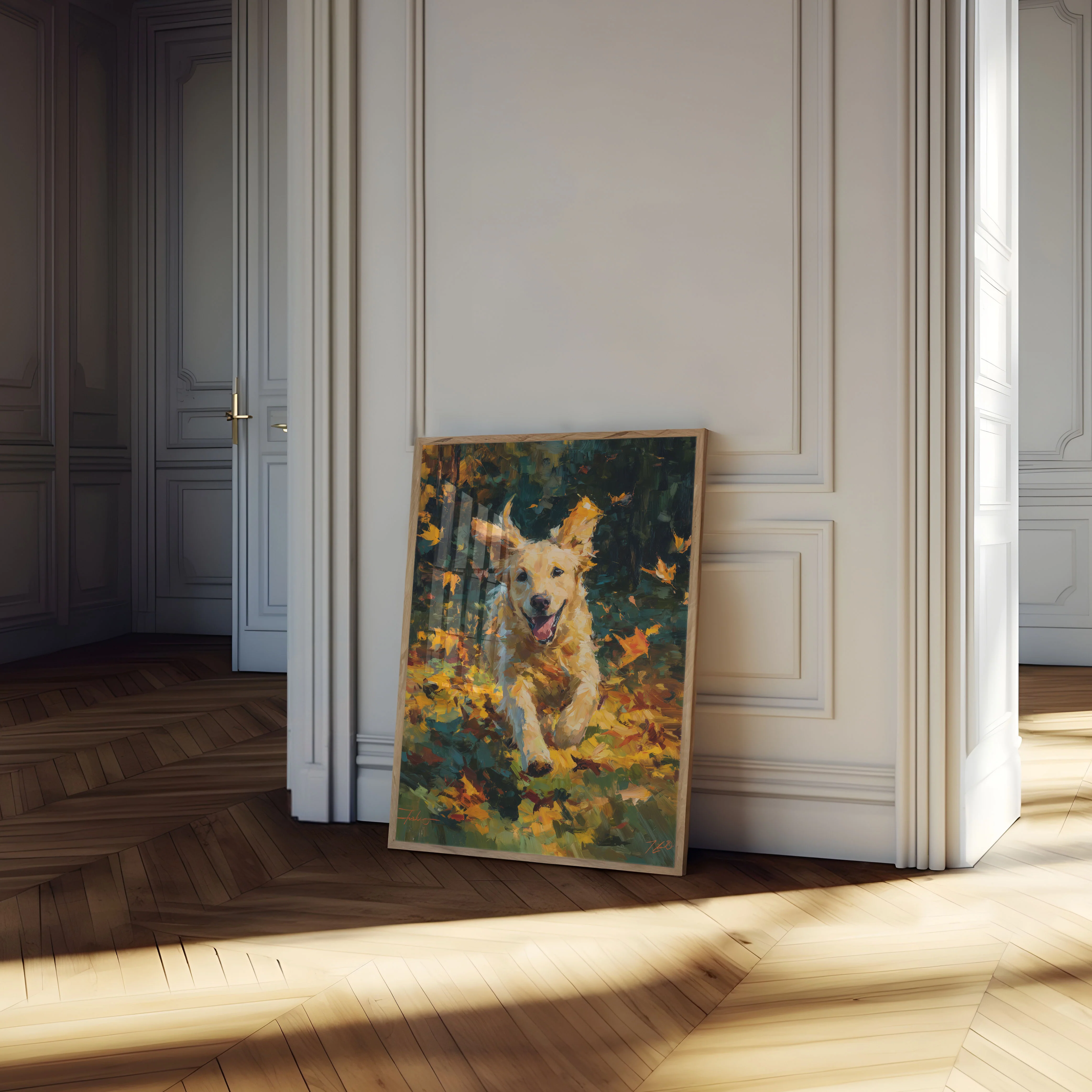 Golden Dog Autumn Leaves Poster - Image 4
