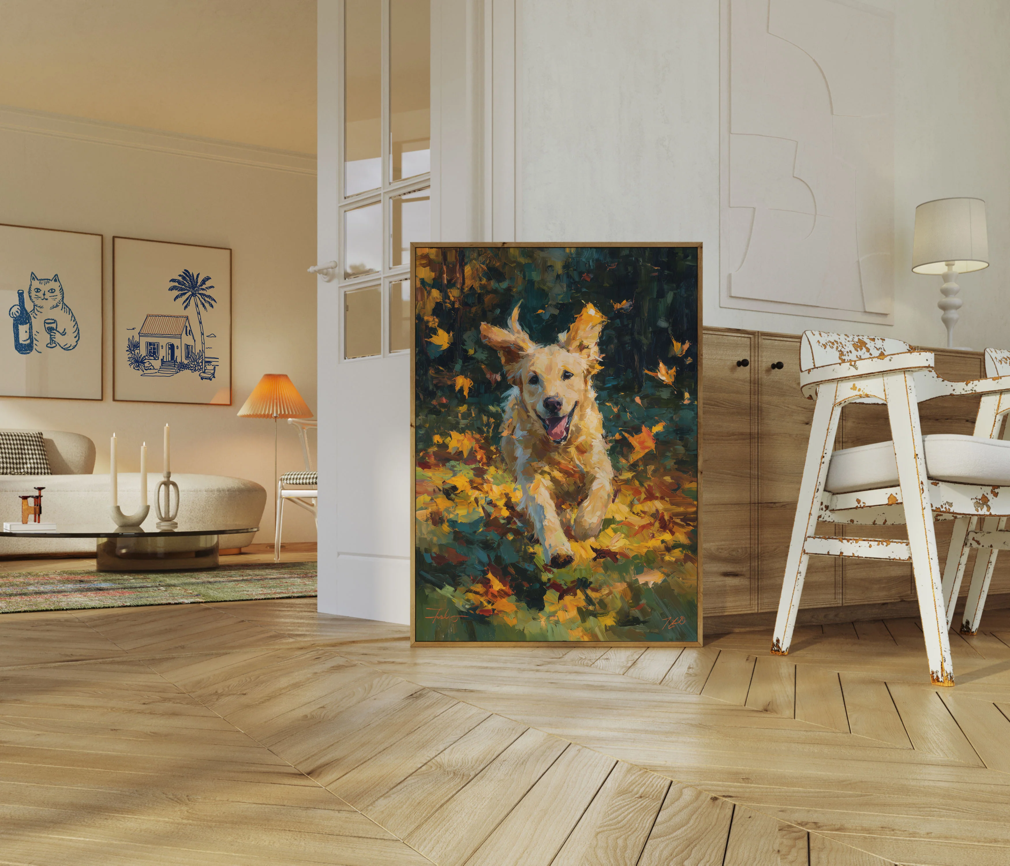Golden Dog Autumn Leaves Poster - Image 5