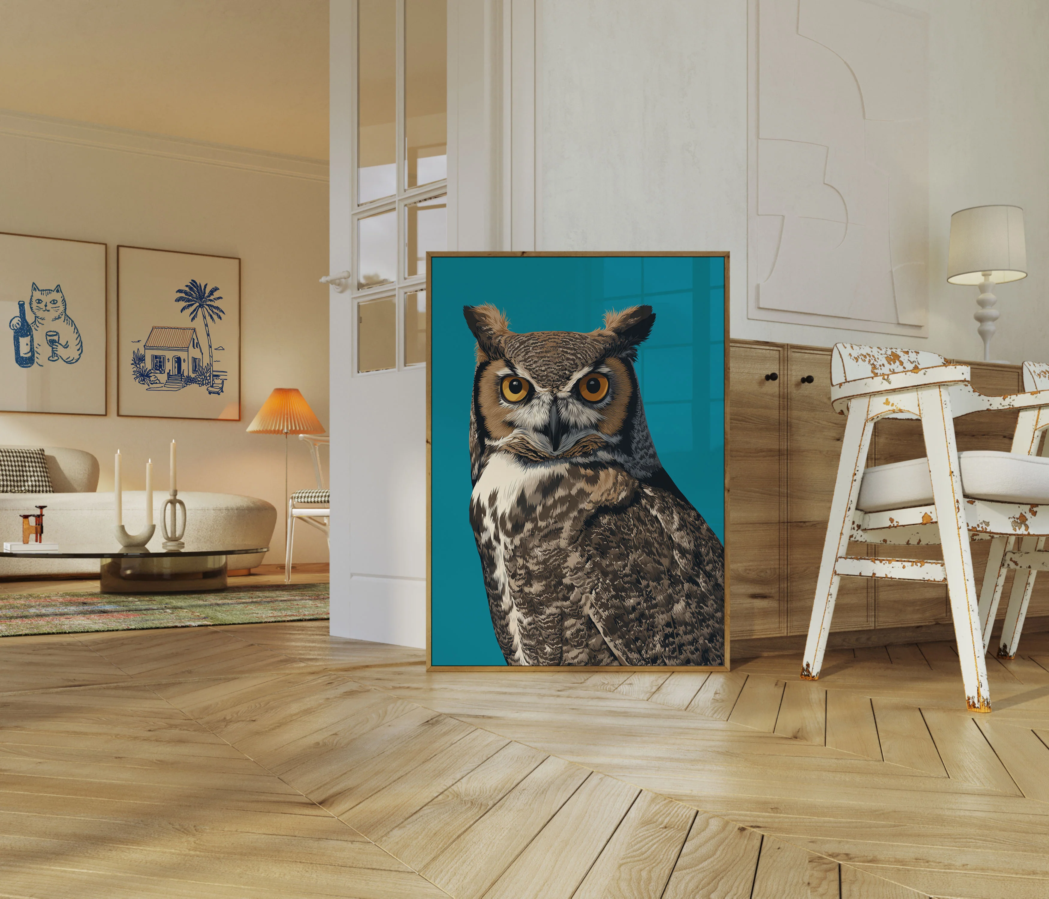 Golden-Eyed Owl Portrait Poster - Image 5