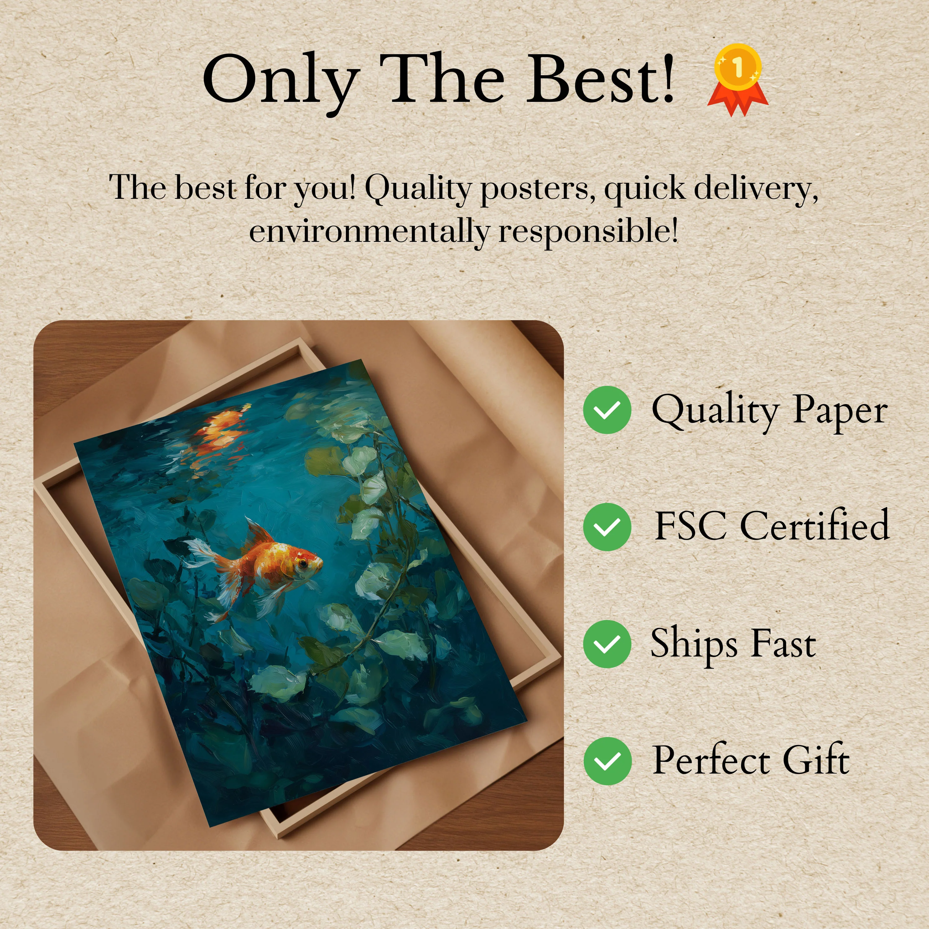 Golden Goldfish Underwater Poster - Image 3