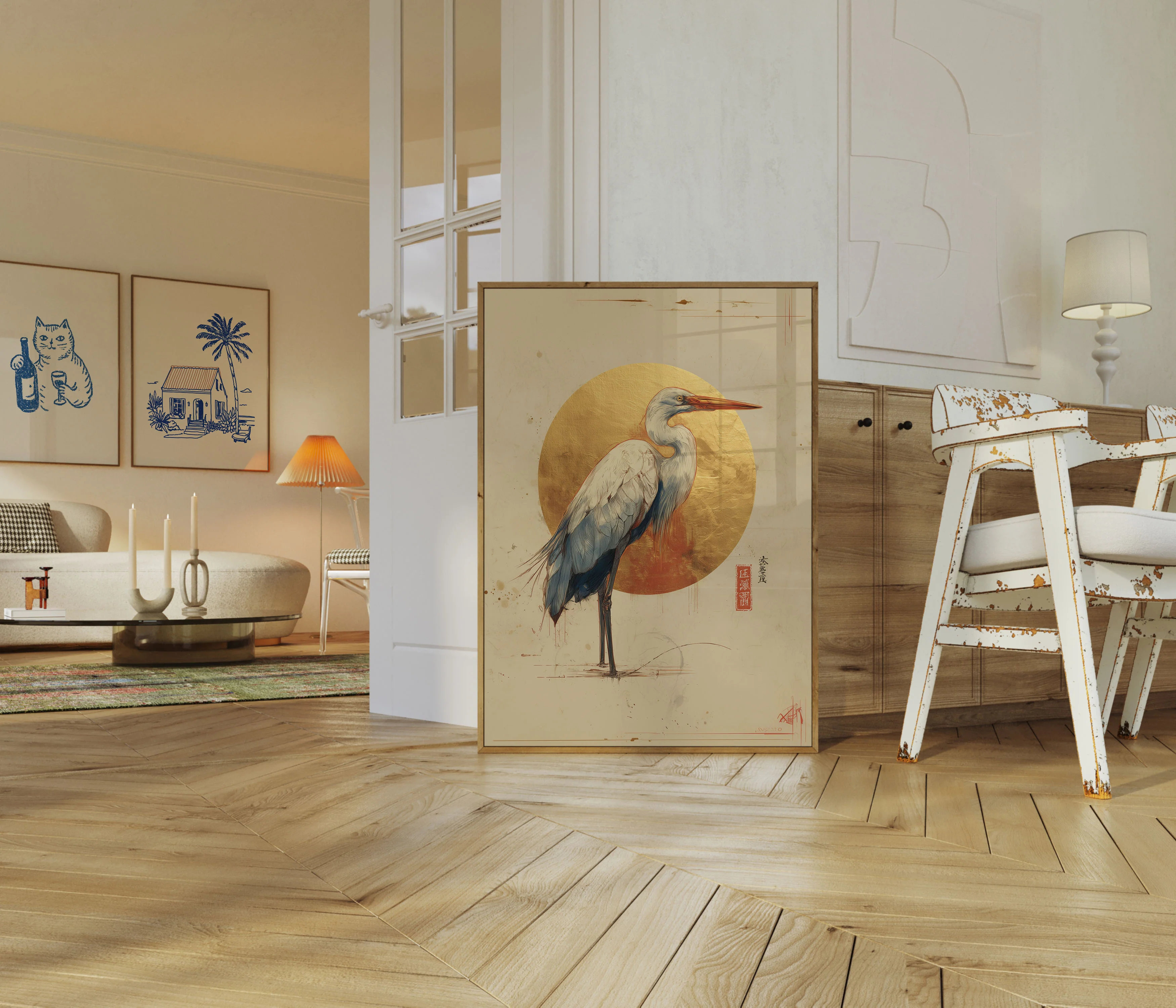 Golden Heron Tranquility Poster - Image 5
