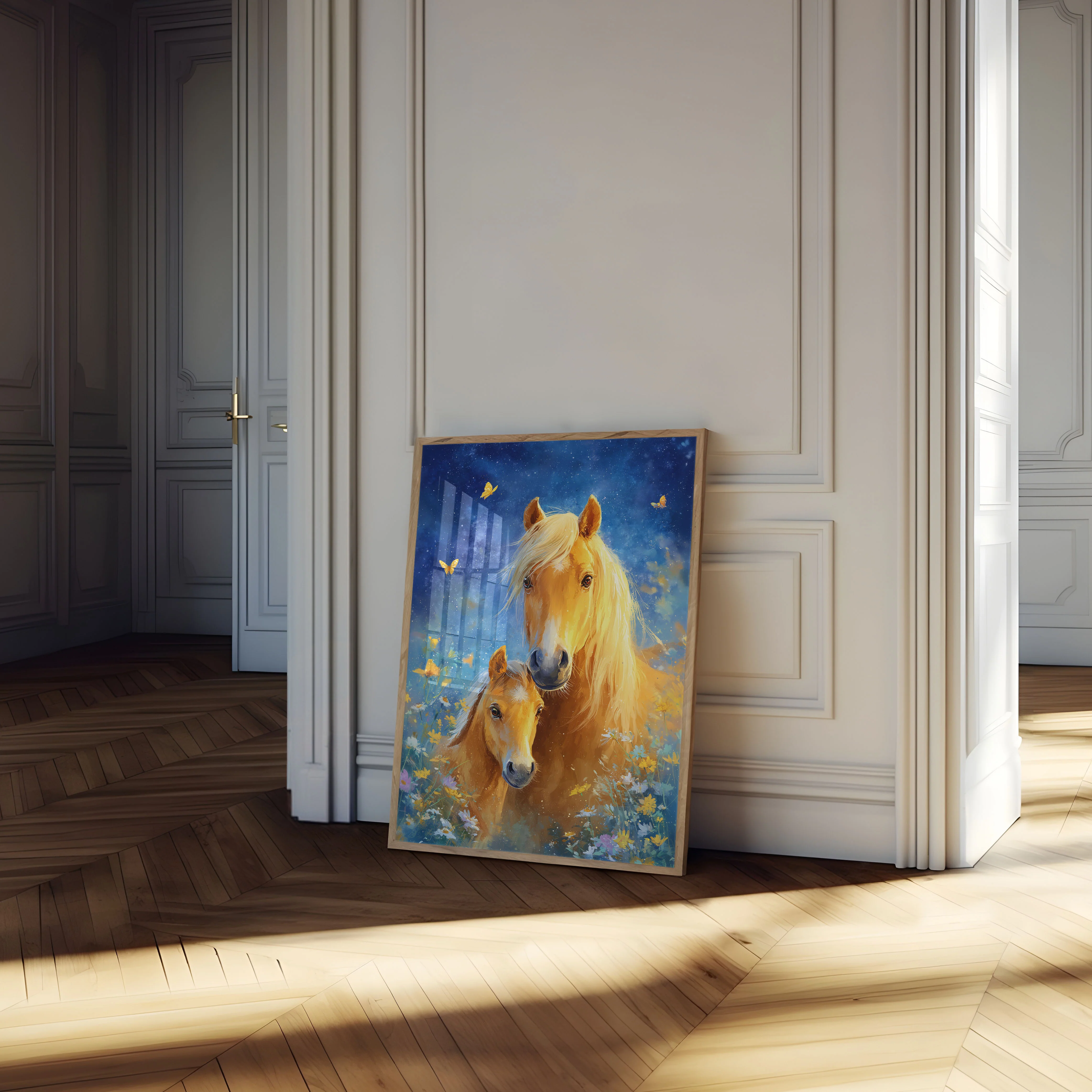Golden Horses Starry Night Poster - Image 4