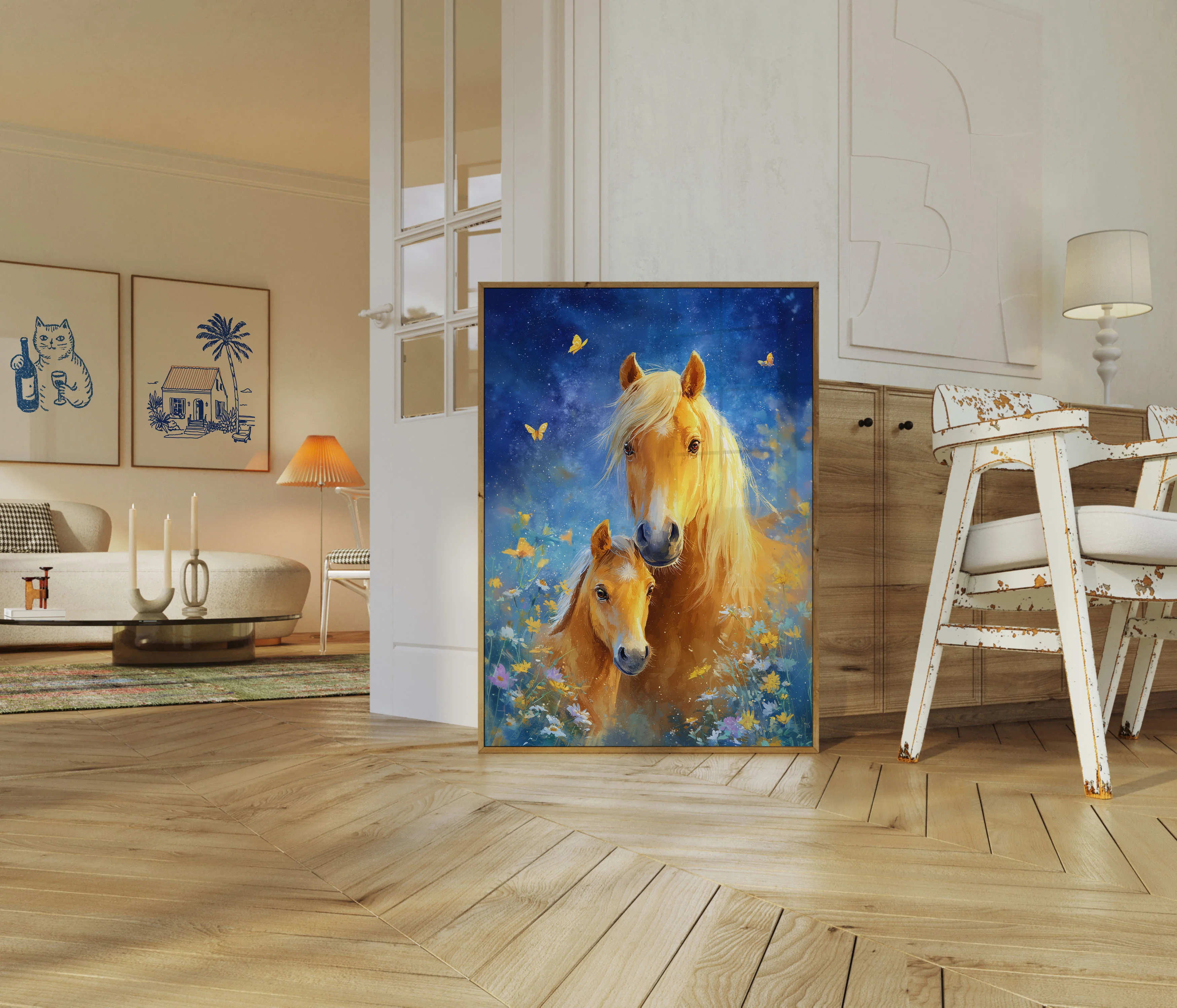 Golden Horses Starry Night Poster - Image 5