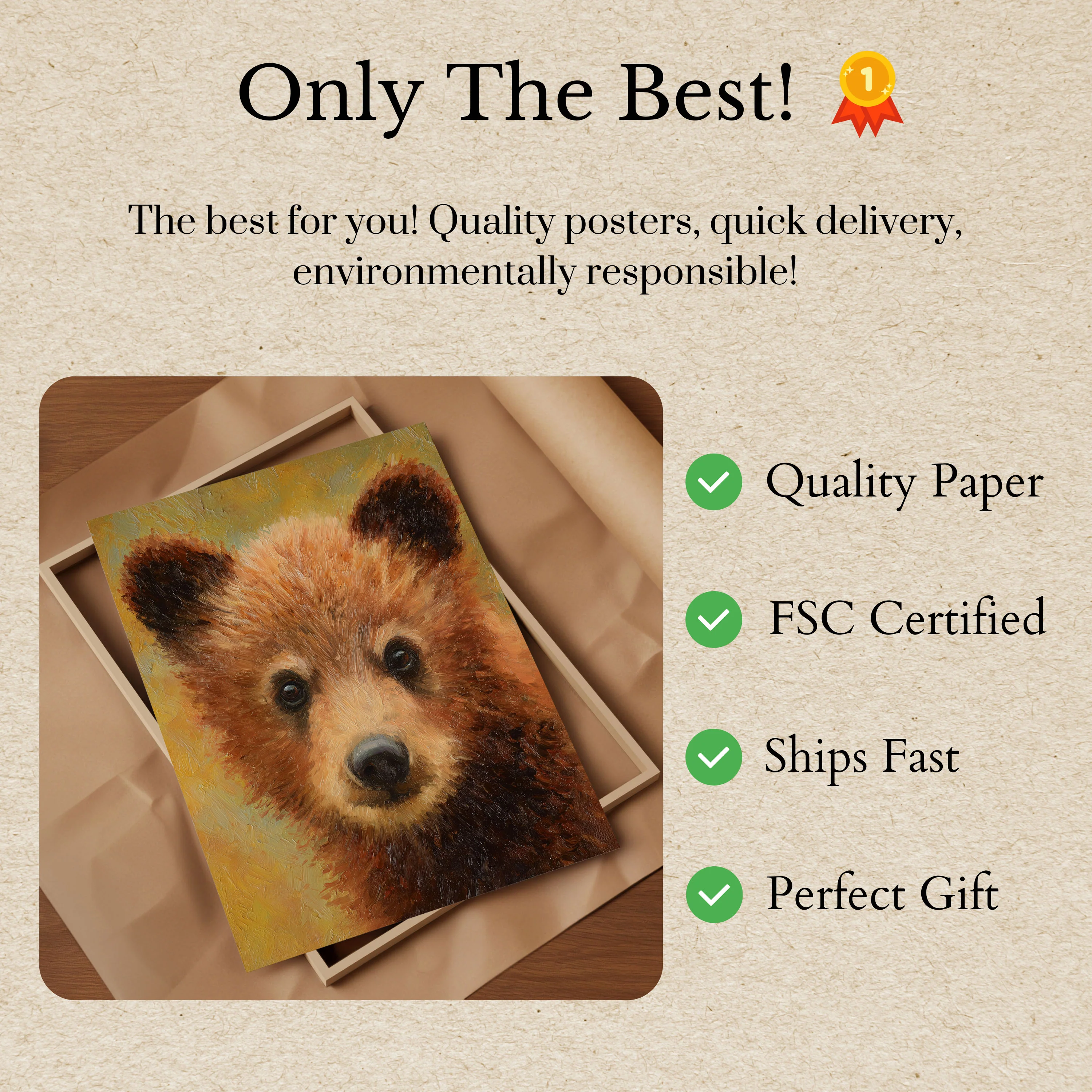Golden Hour Bear Portrait Poster - Image 3
