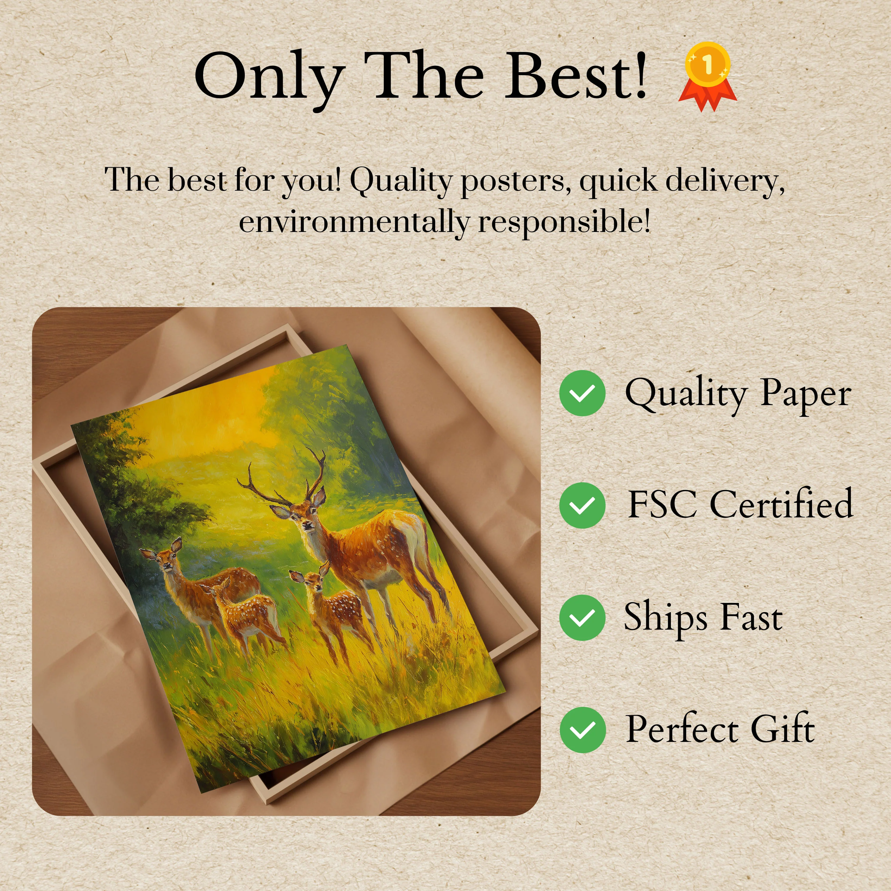 Golden Hour Deer Family Poster - Image 3