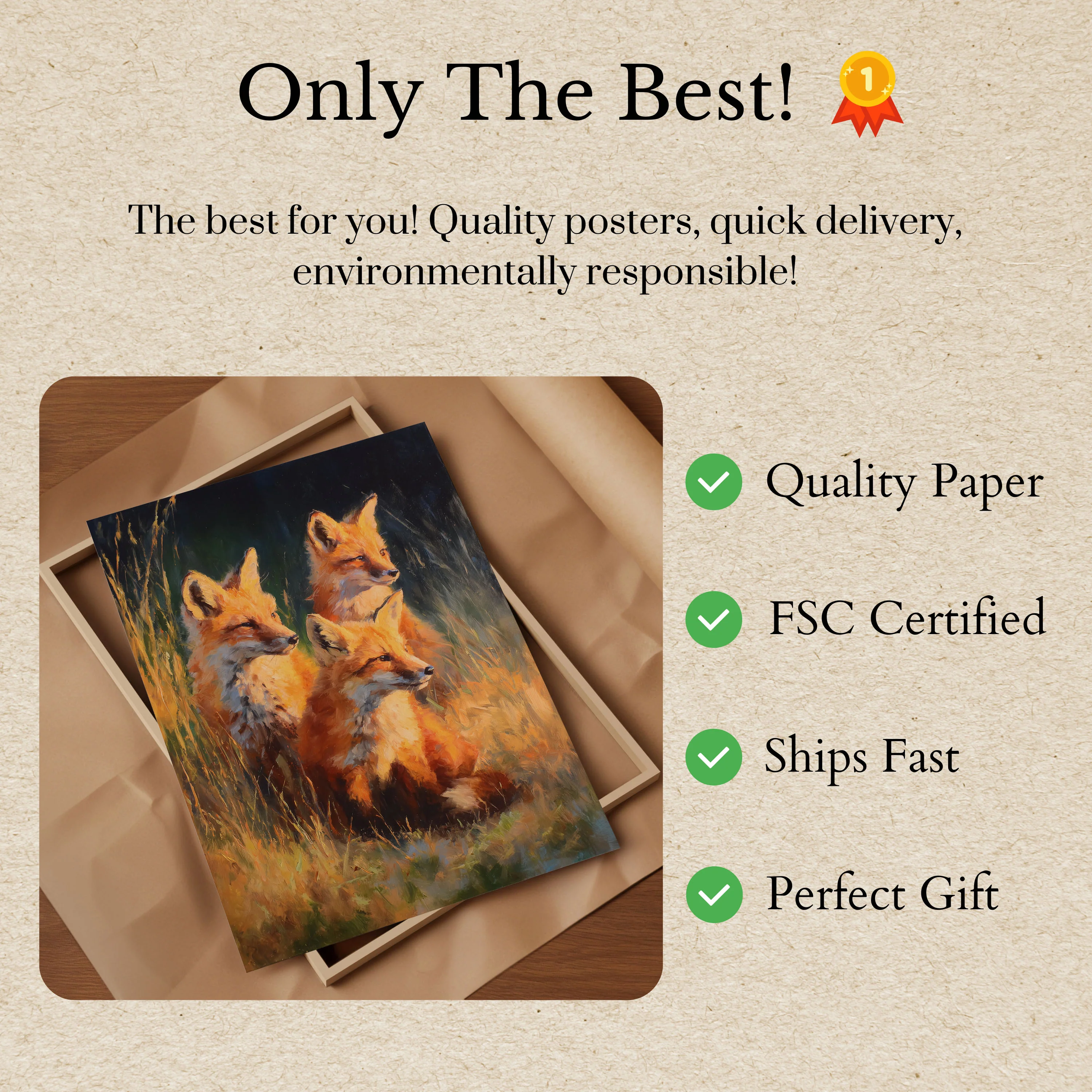 Golden Hour Fox Family Poster - Image 3