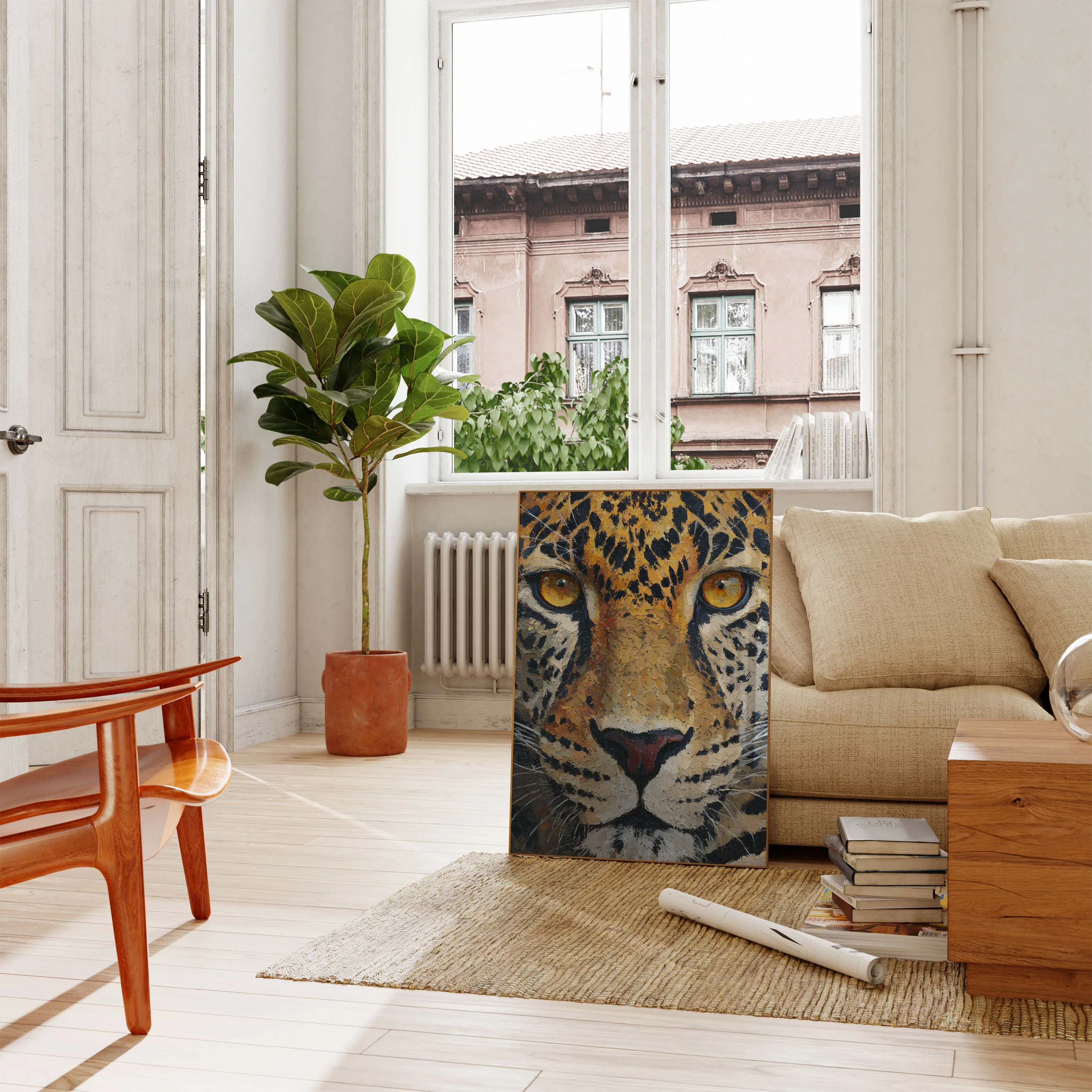 Golden Leopard Close-Up Poster - Image 2