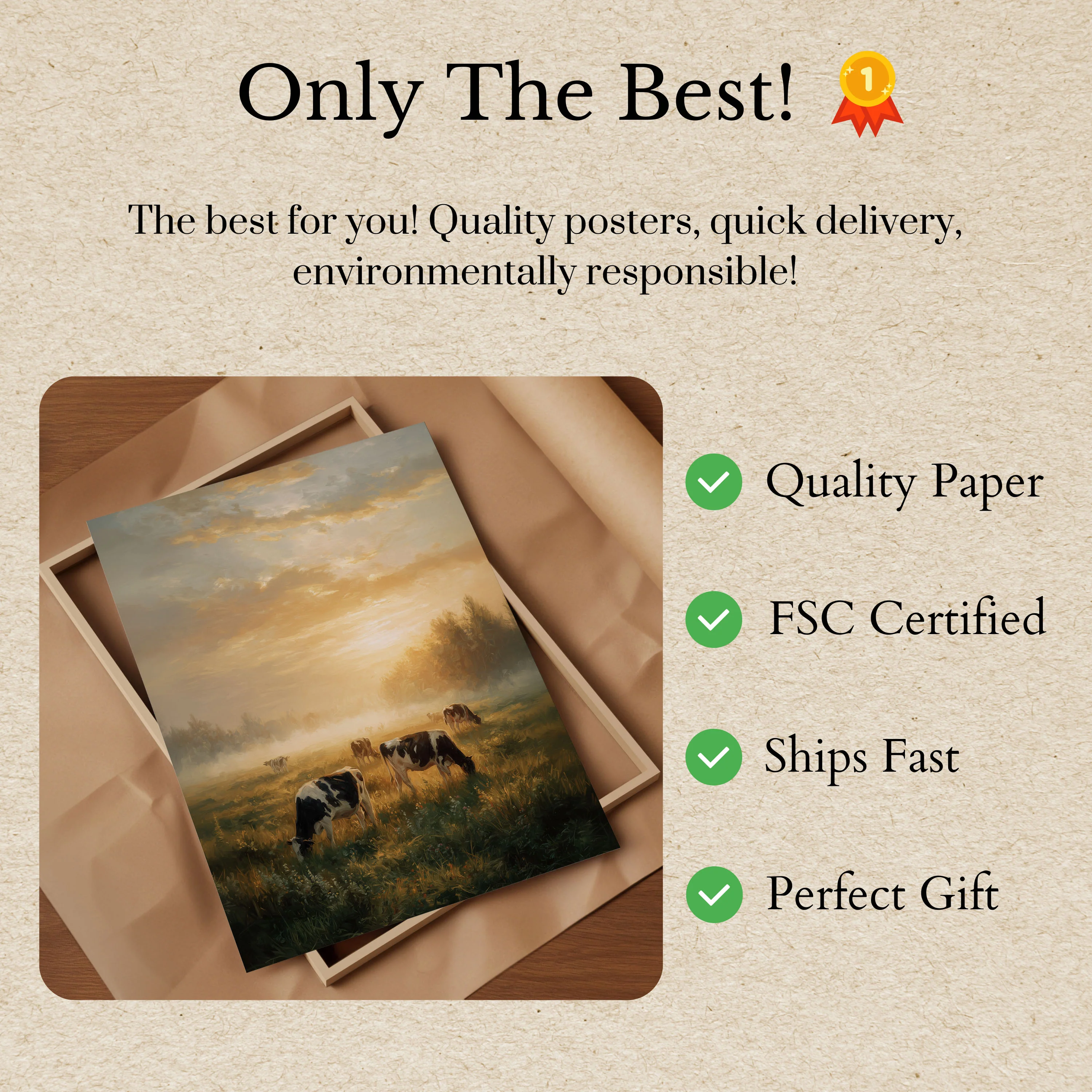 Golden Pasture Dairy Cows Poster - Image 3