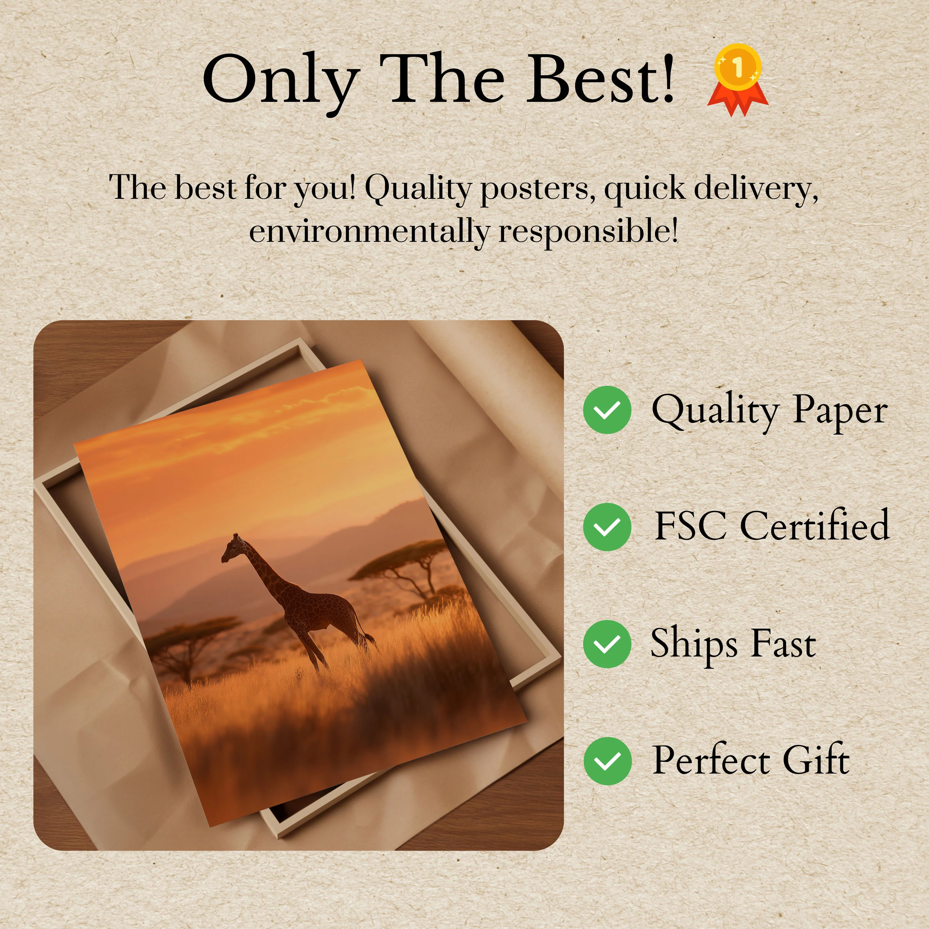 Golden Savanna Giraffe Poster - Image 3