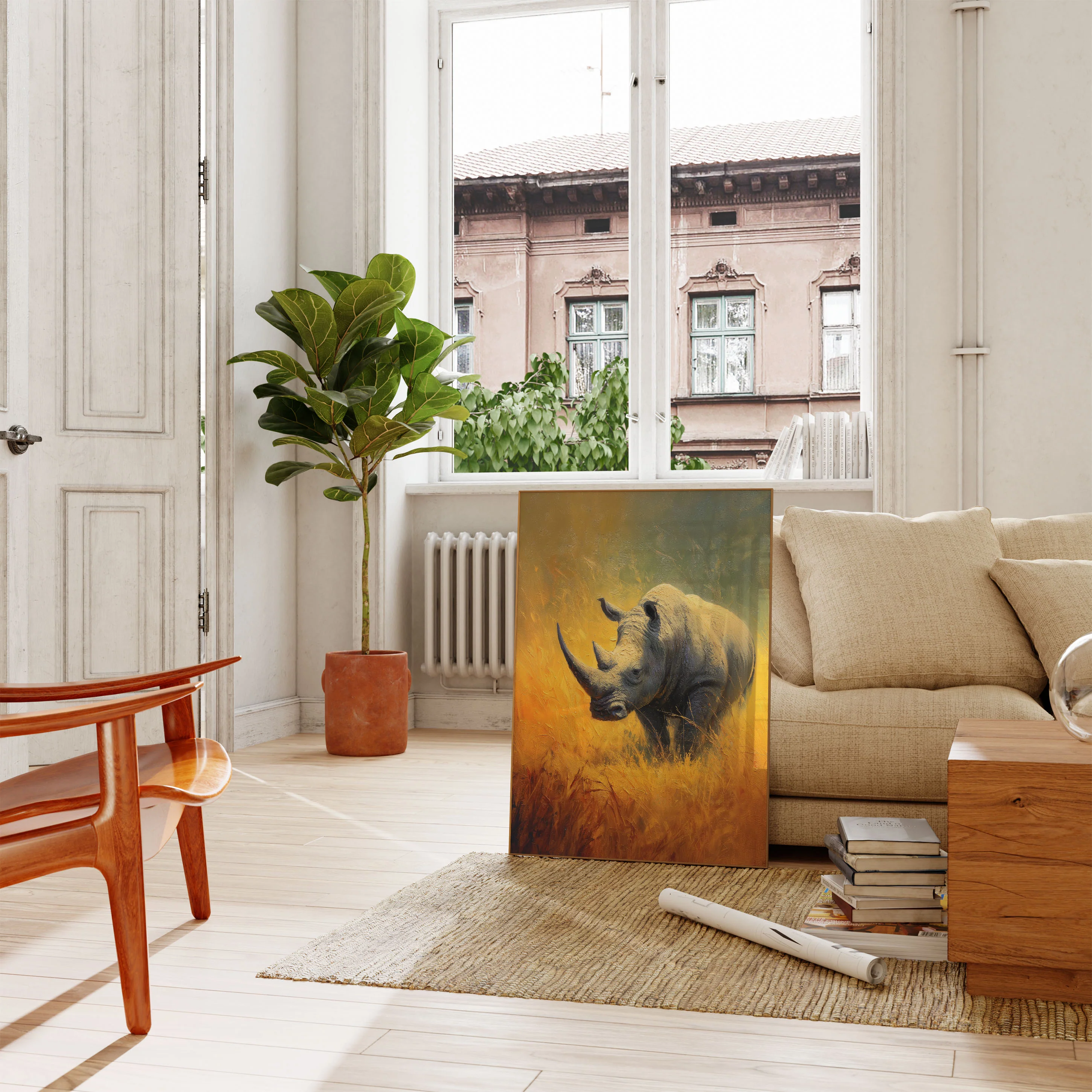 Golden Savanna Rhino Poster - Image 2