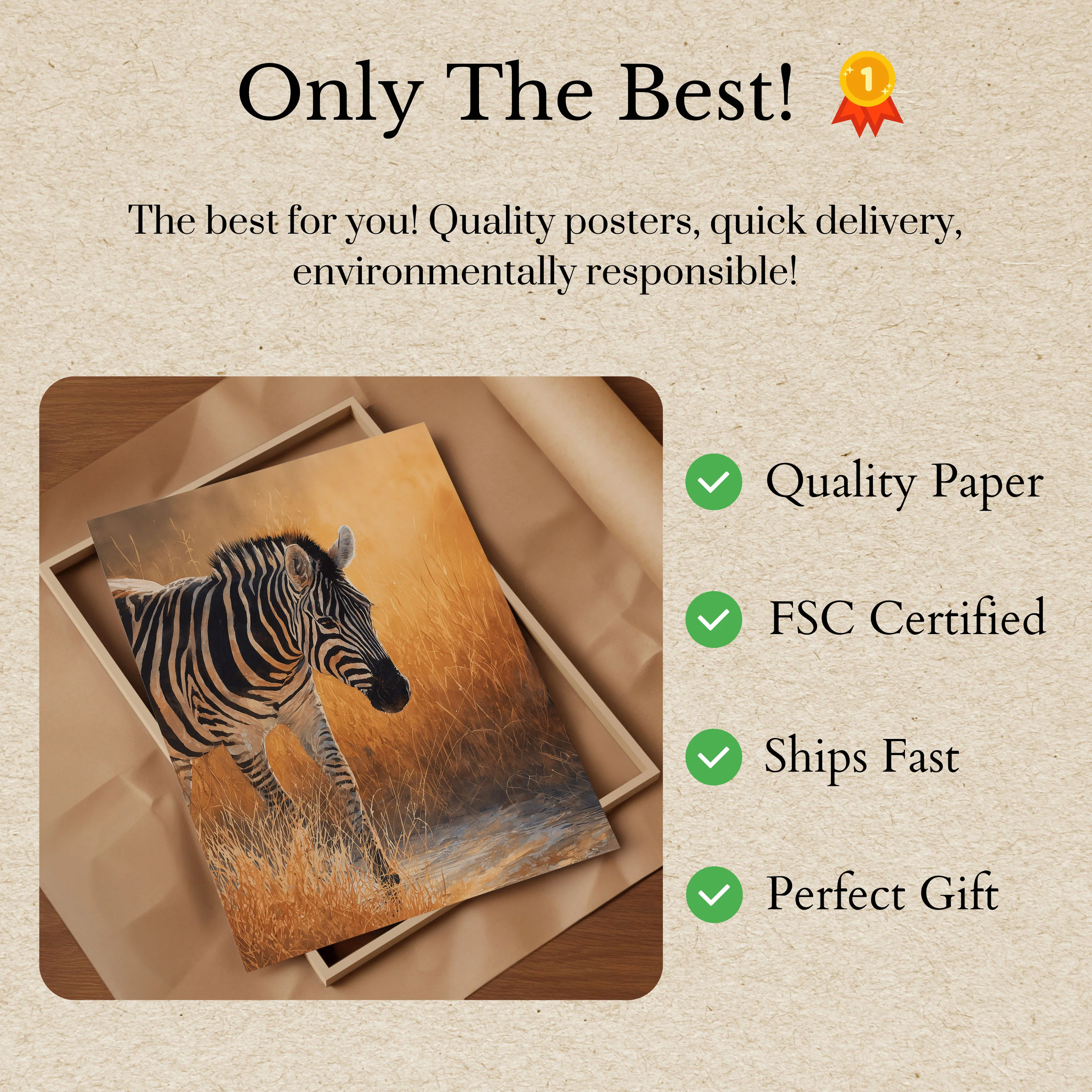 Golden Savanna Zebra Poster - Image 3