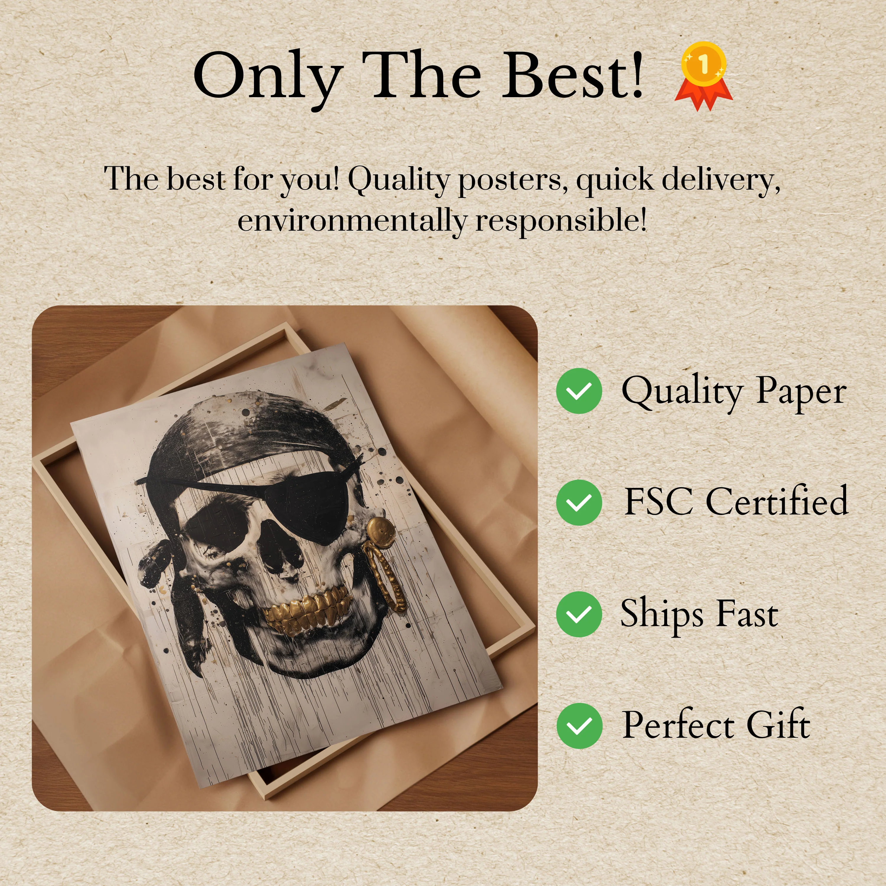 Golden Skull Pirate Poster - Image 3