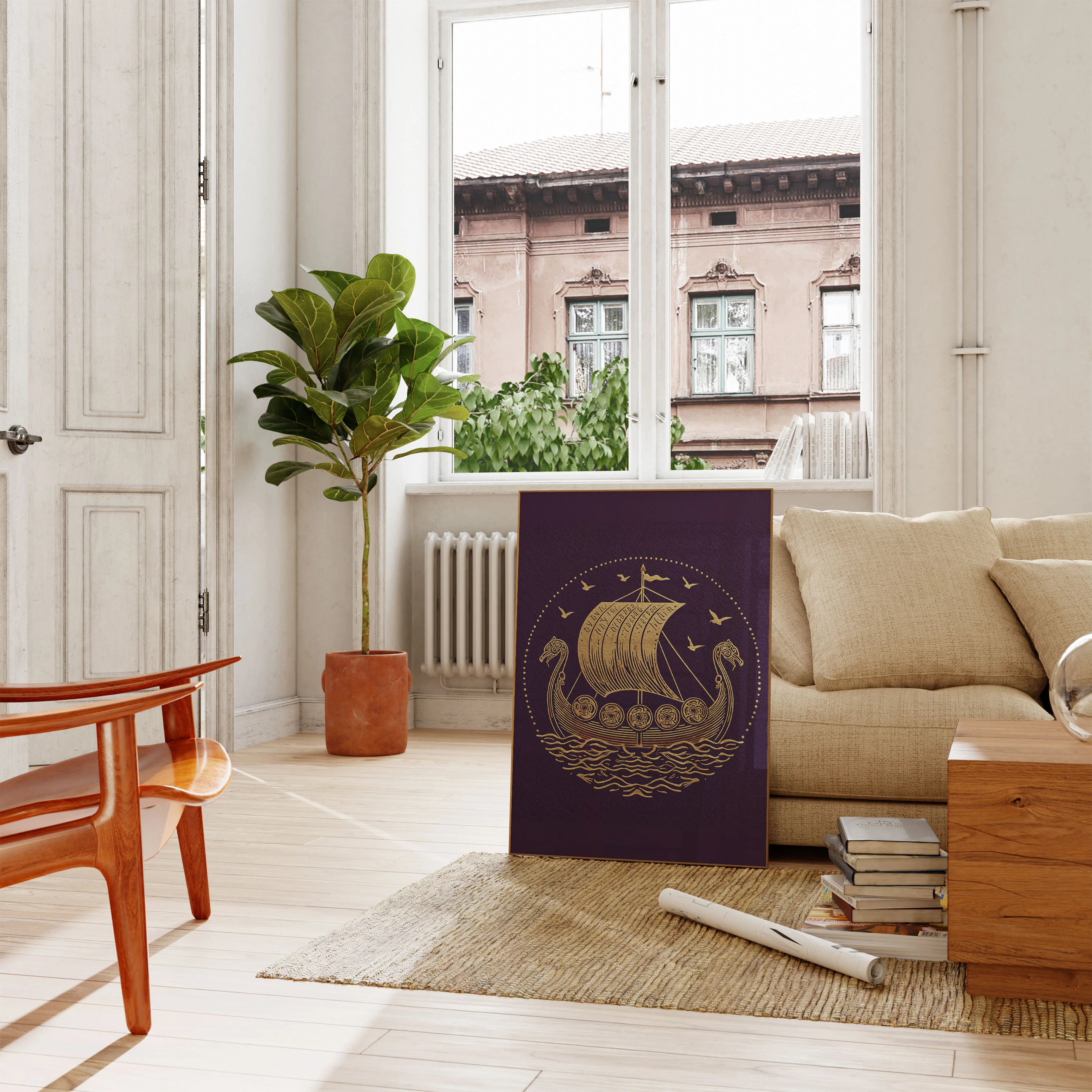 Golden Viking Longship Poster - Image 2