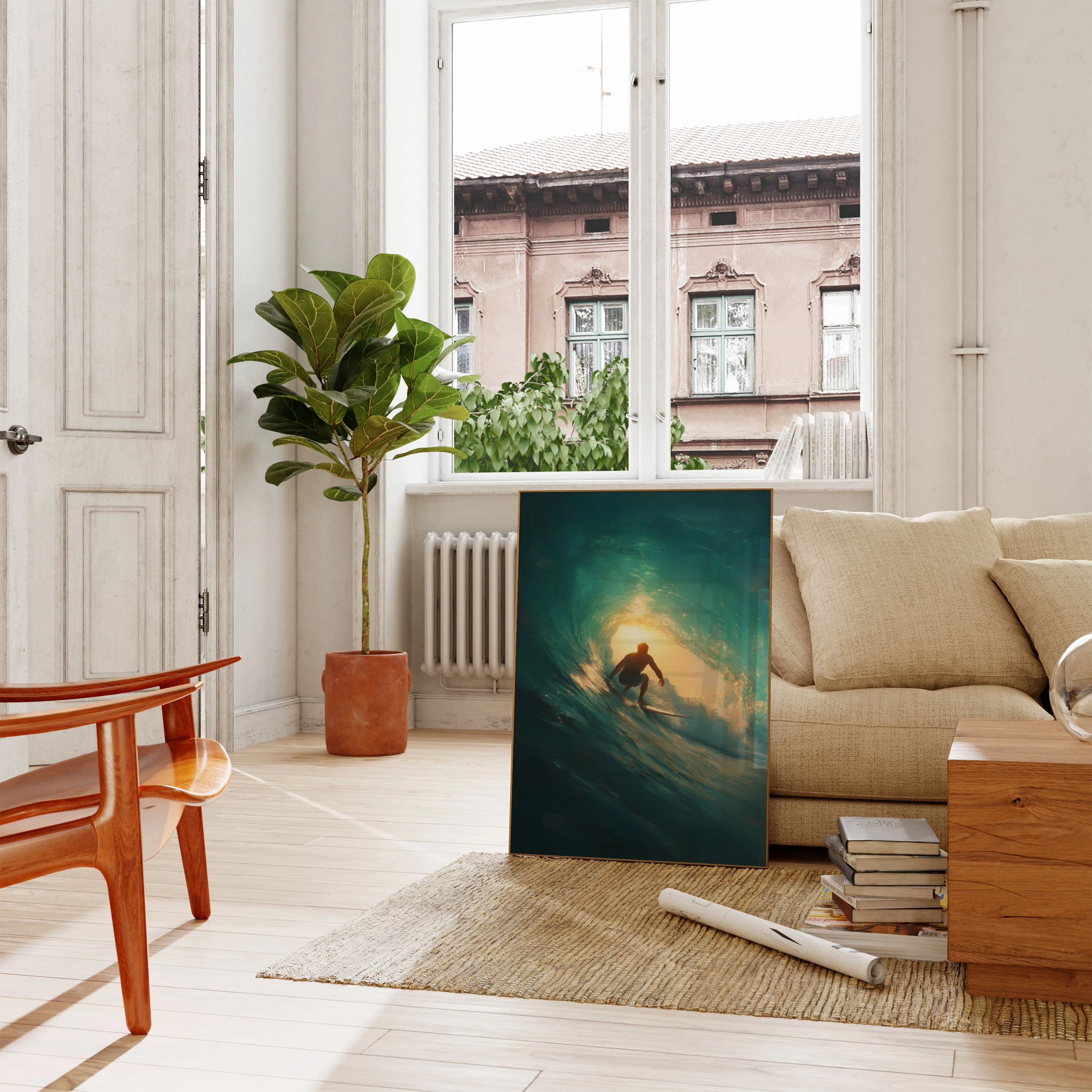 Golden Wave Surfer Poster - Image 2