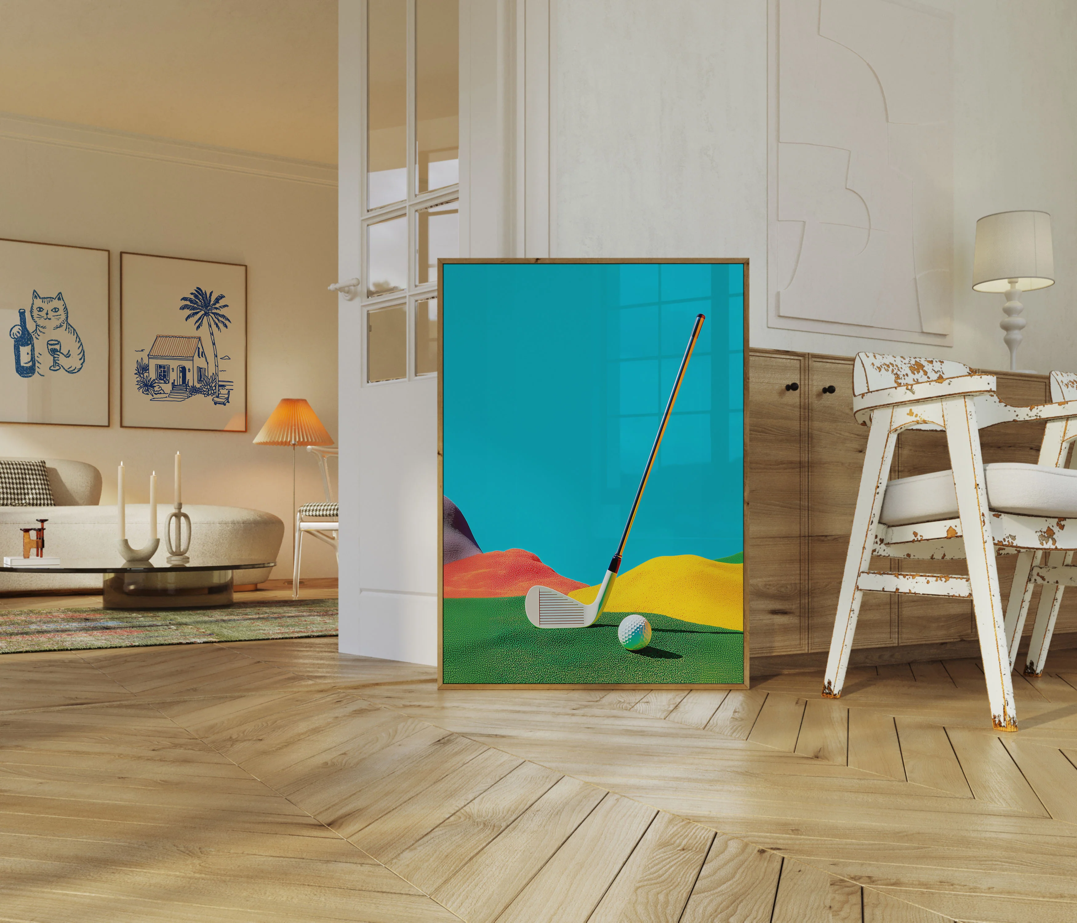 Golf Swing Geometric Landscape Poster - Image 5