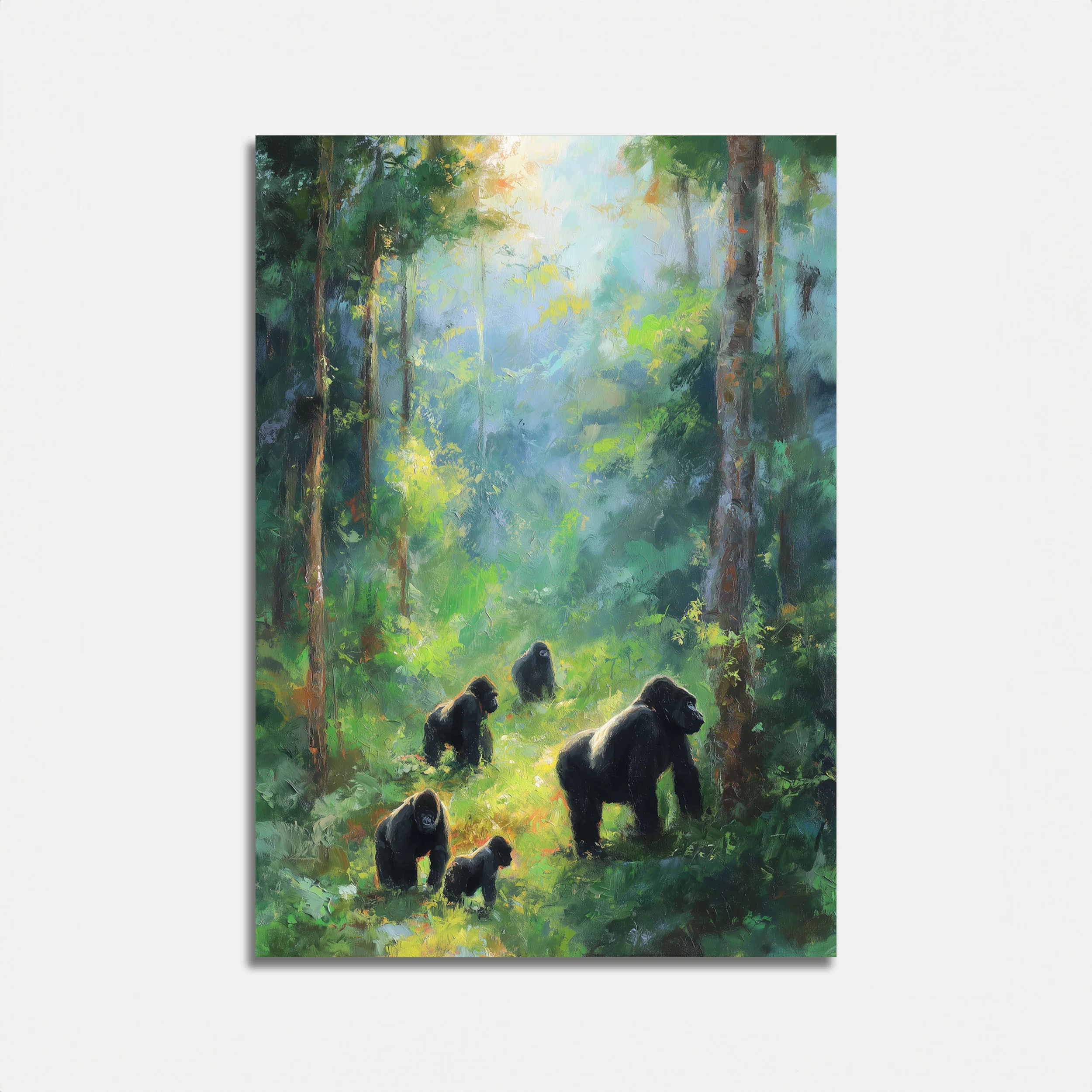 Gorilla Family Forest Jungle Poster