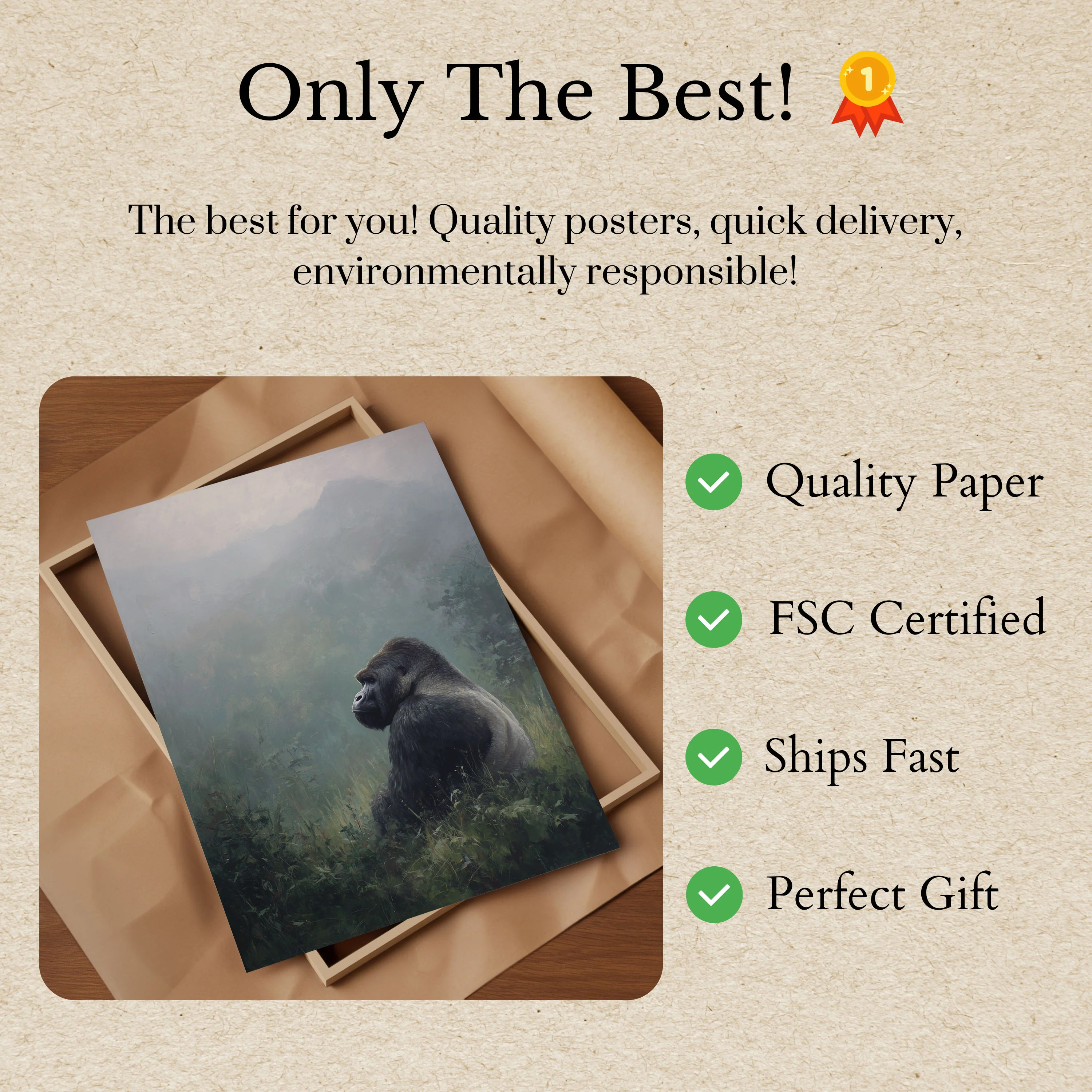 Gorilla in Misty Mountains Poster - Image 3