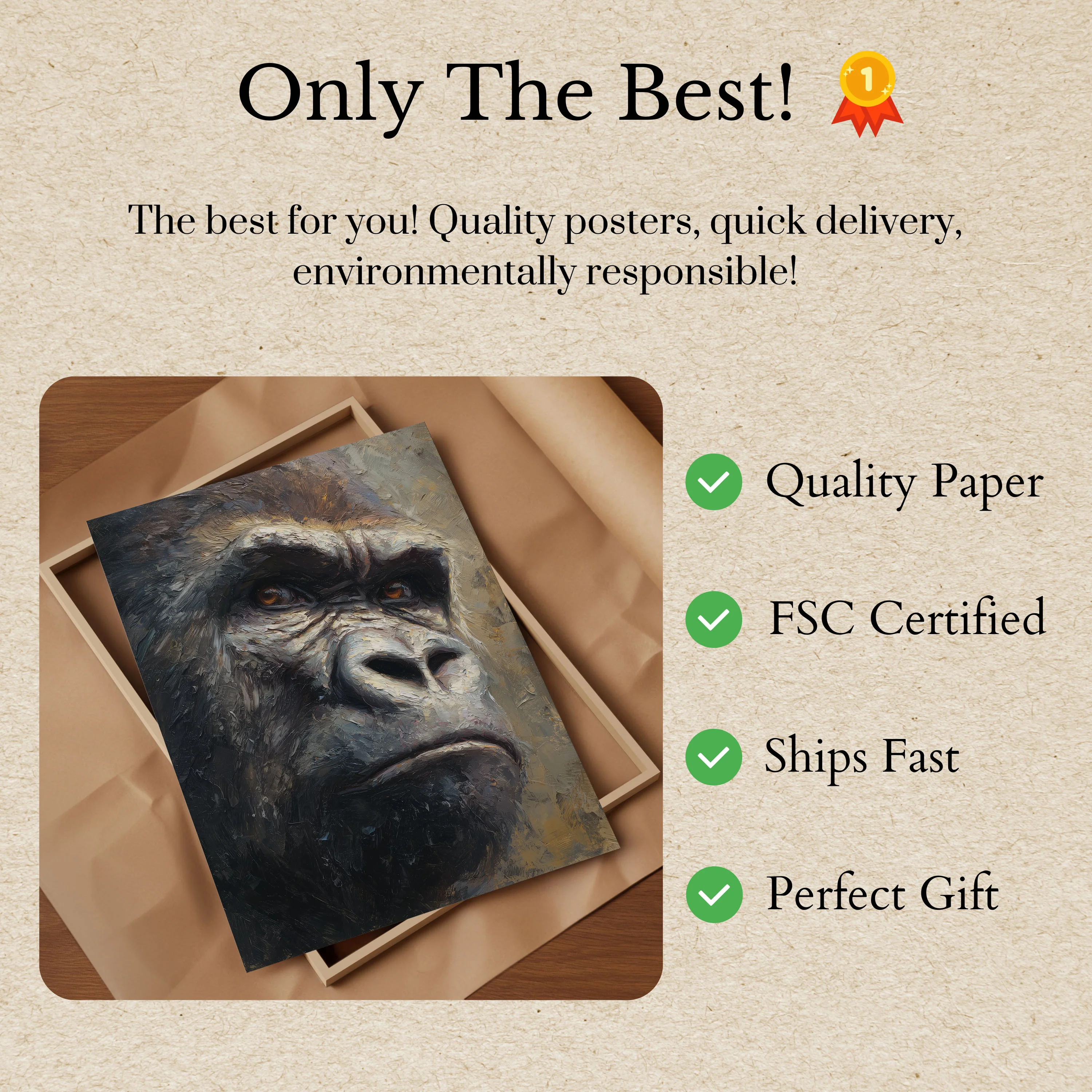 Gorilla Portrait Oil Painting Poster - Image 3
