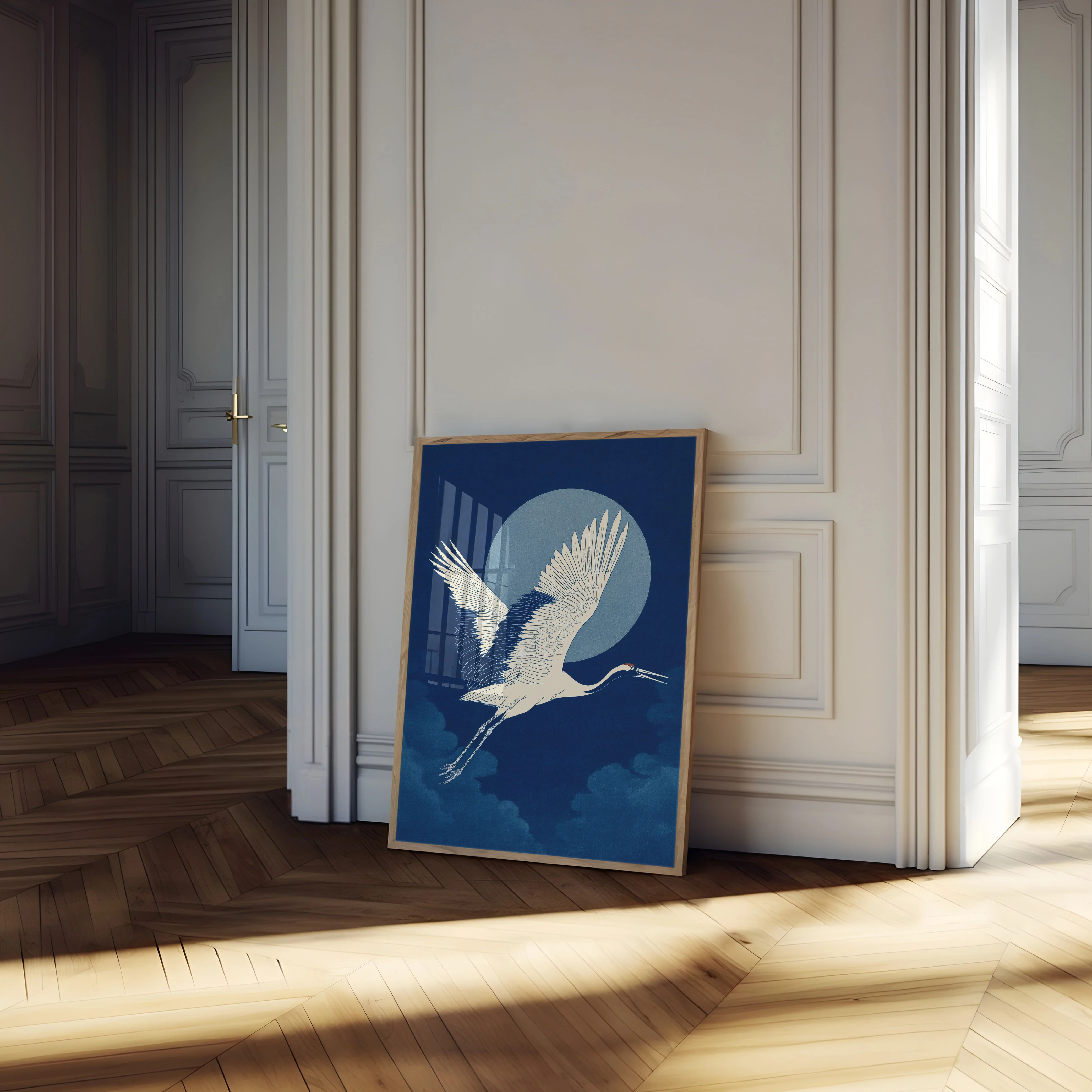 Graceful Crane Under Moonlight Poster - Image 4