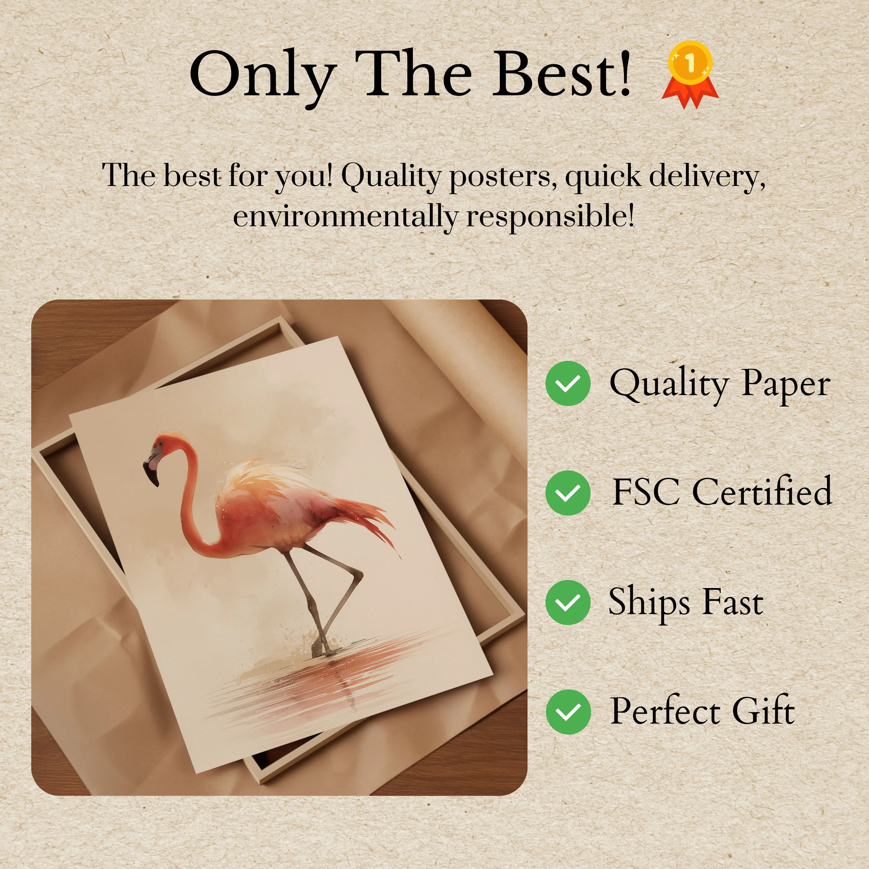 Graceful Flamingo Wading Poster - Image 3