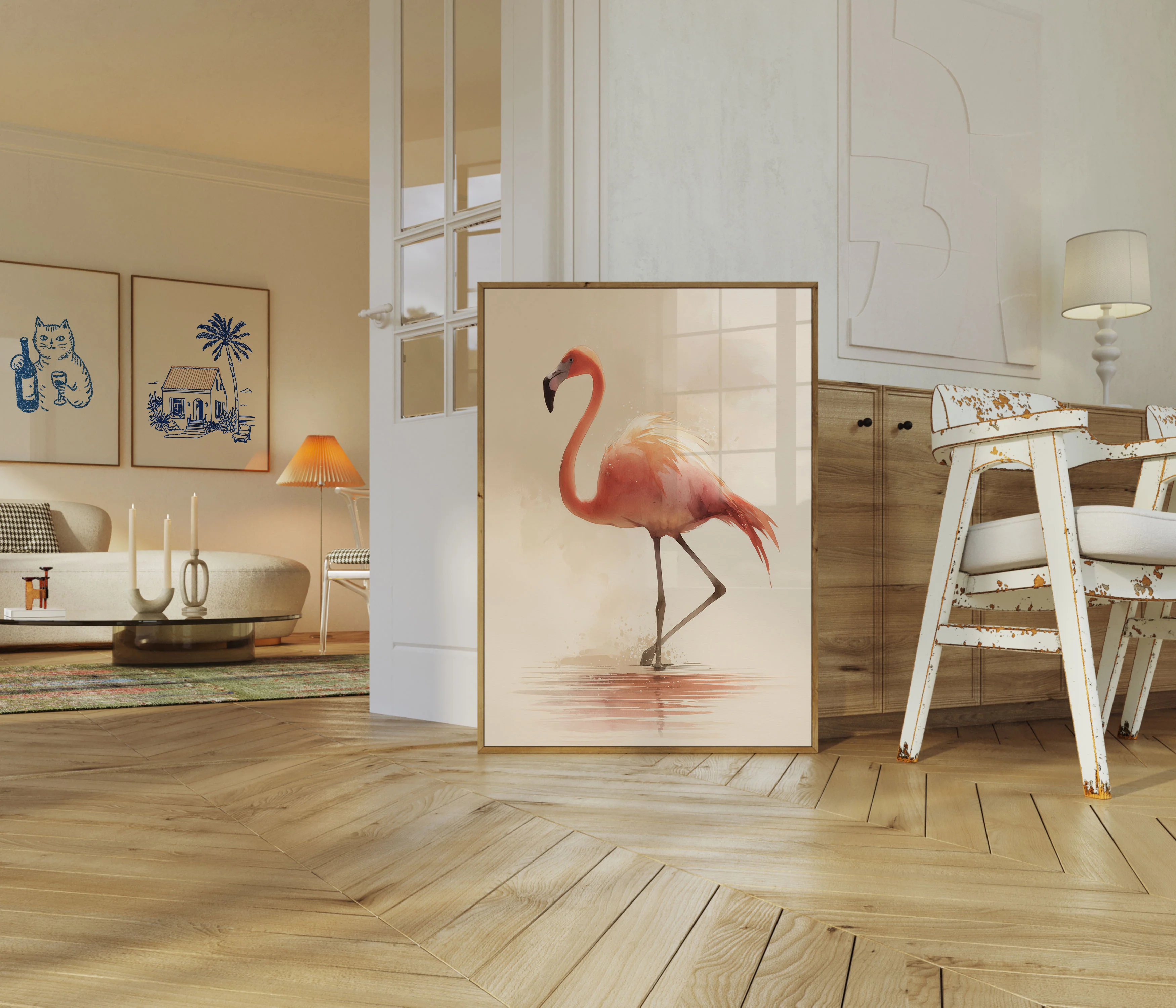 Graceful Flamingo Wading Poster - Image 5