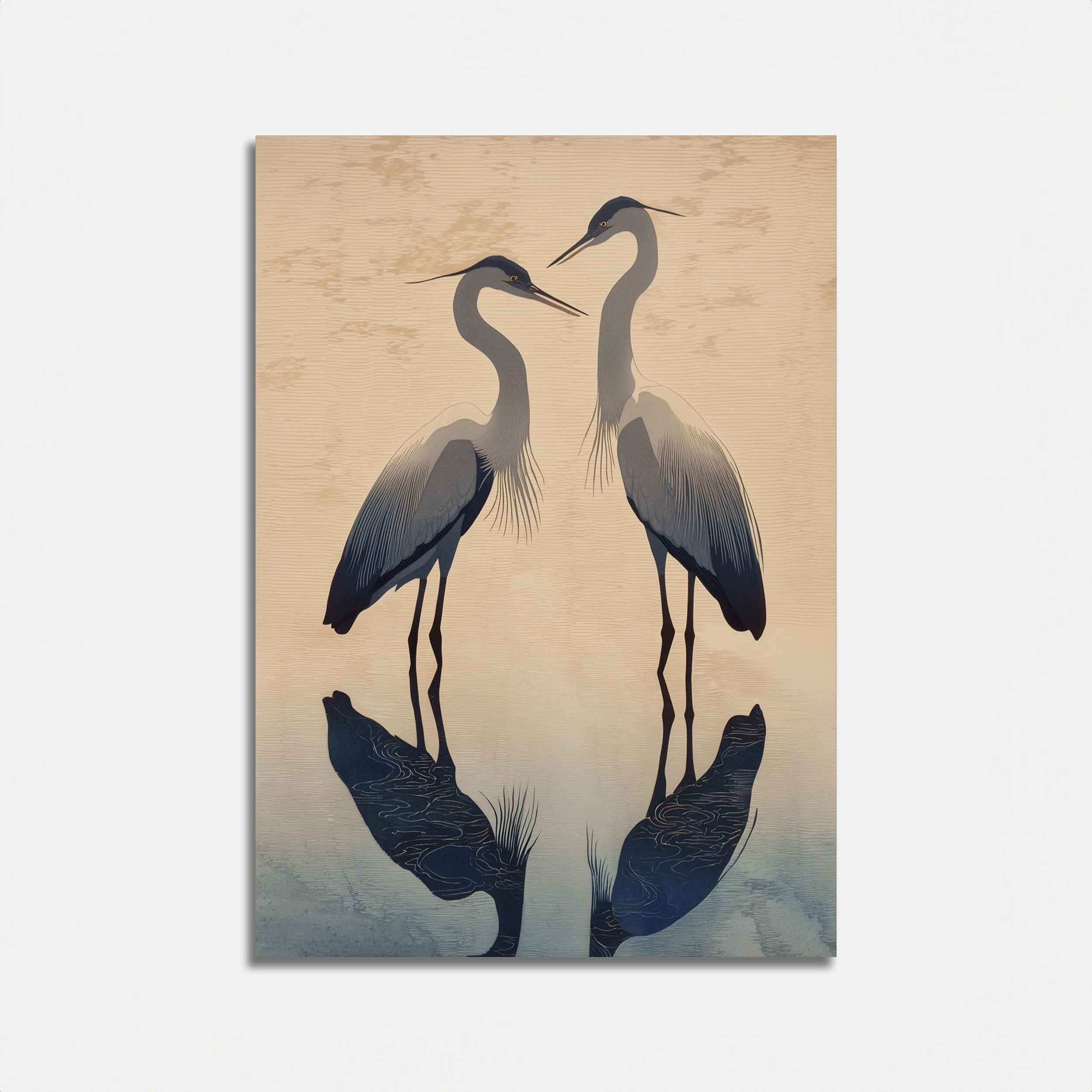 Graceful Herons by Water Poster