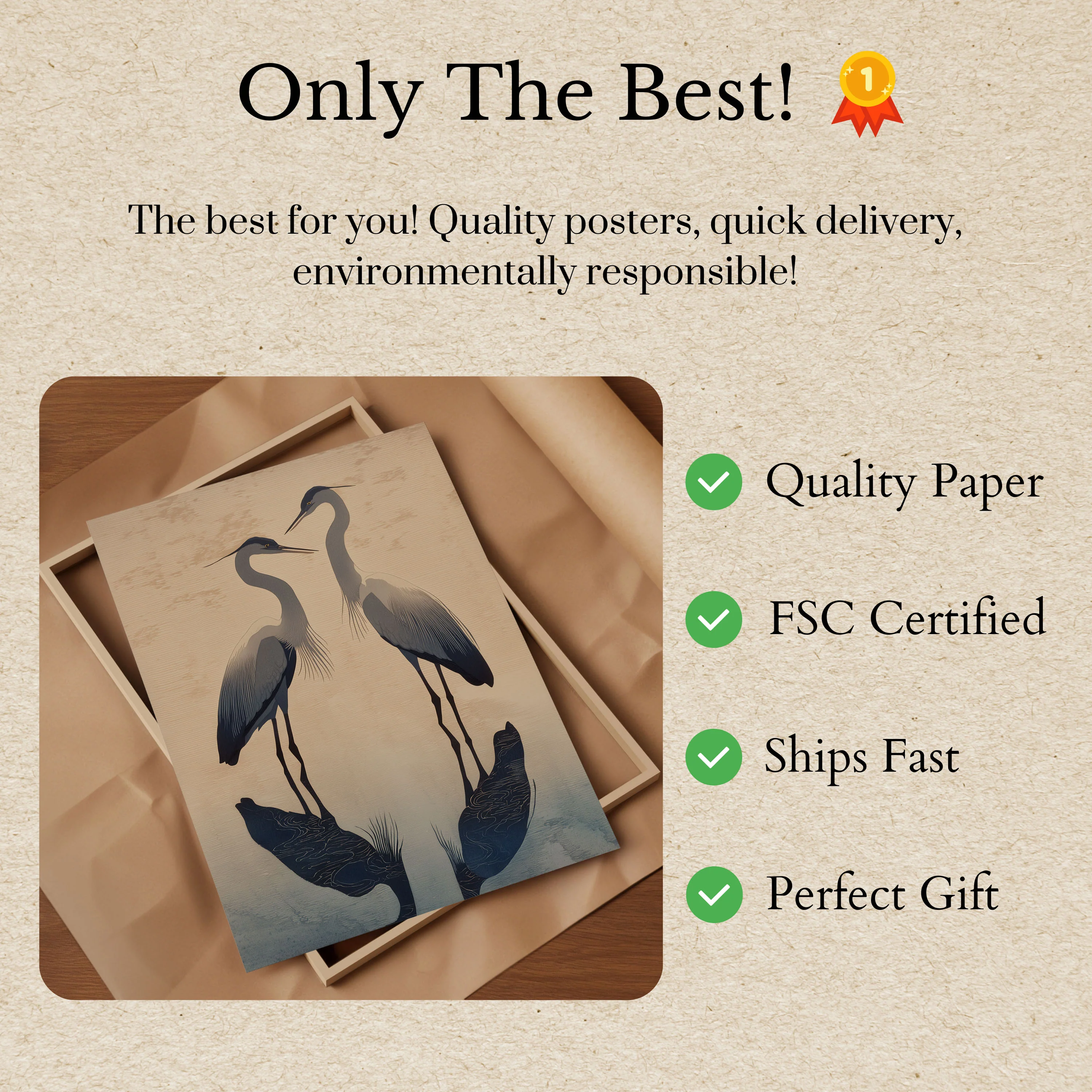 Graceful Herons by Water Poster - Image 3