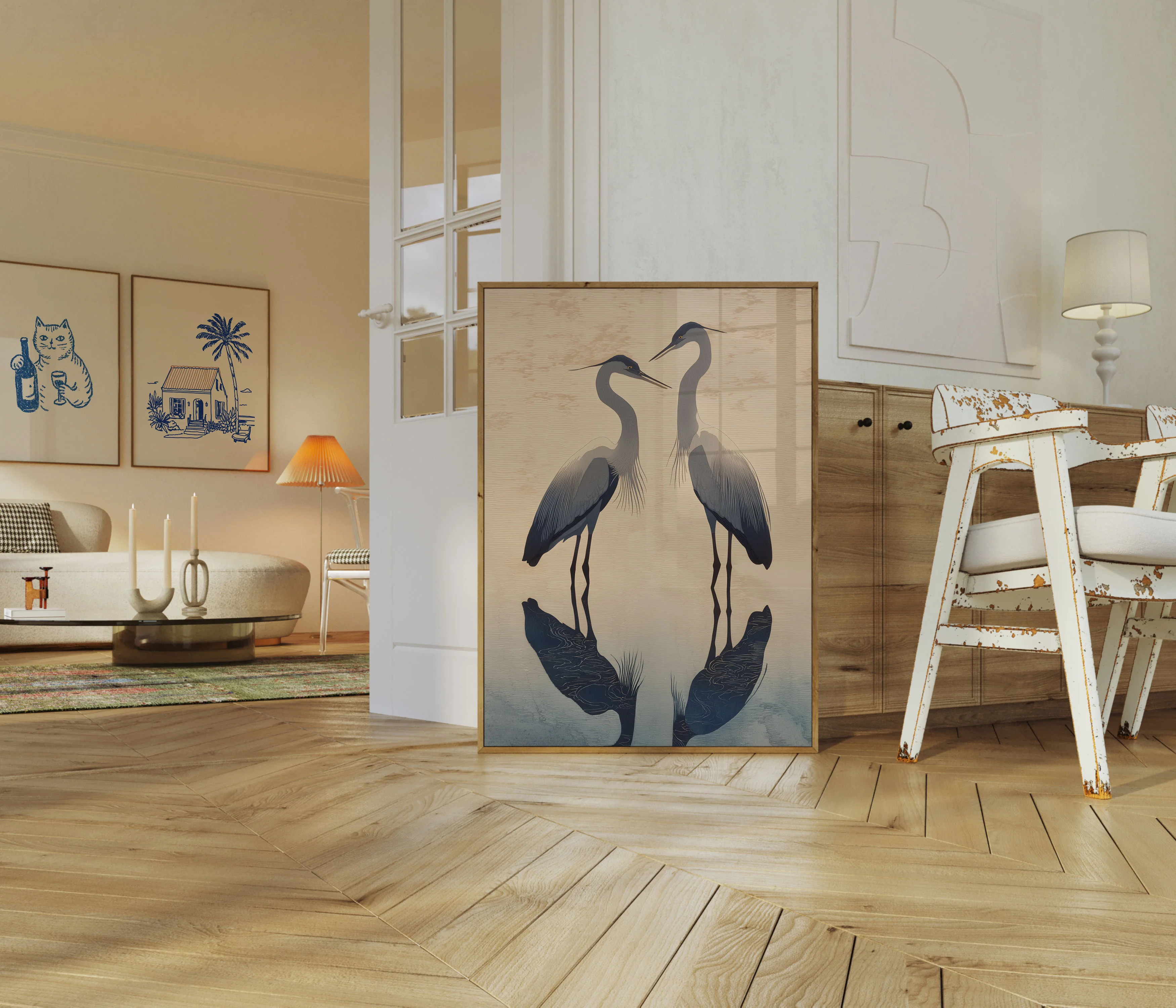 Graceful Herons by Water Poster - Image 5